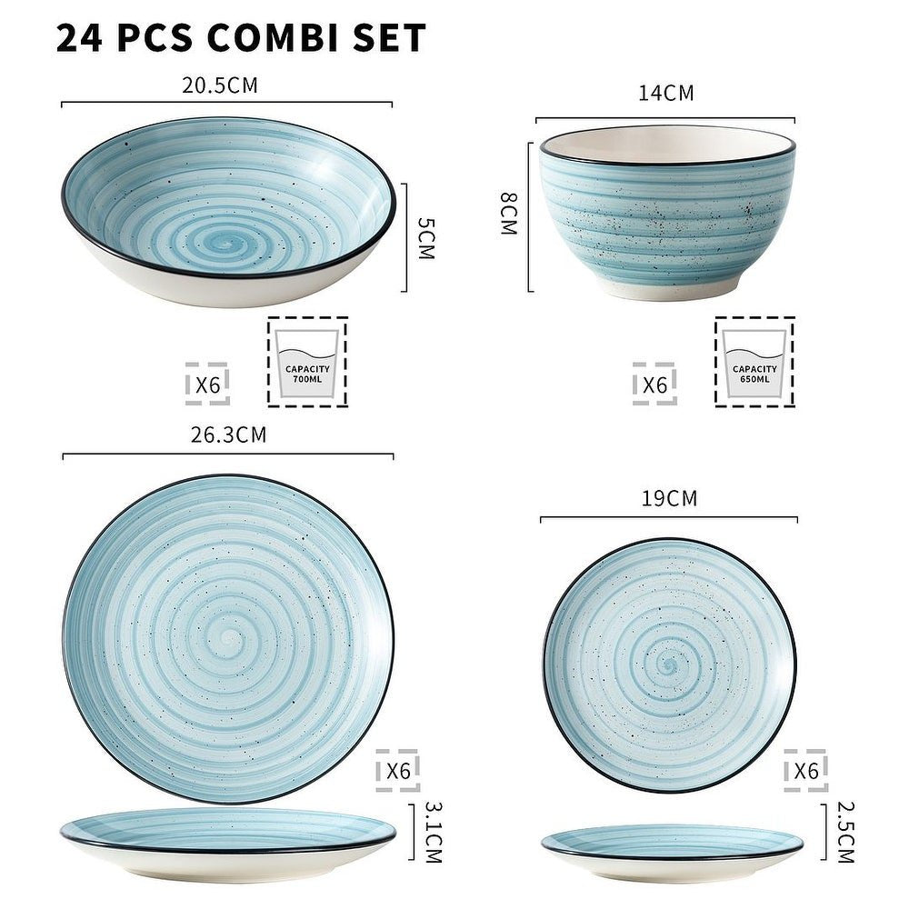 Vancasso 48 Piece Stoneware Dinnerware Set, Blue Dinner Set, Service for 12 - John Pierce Auto Care