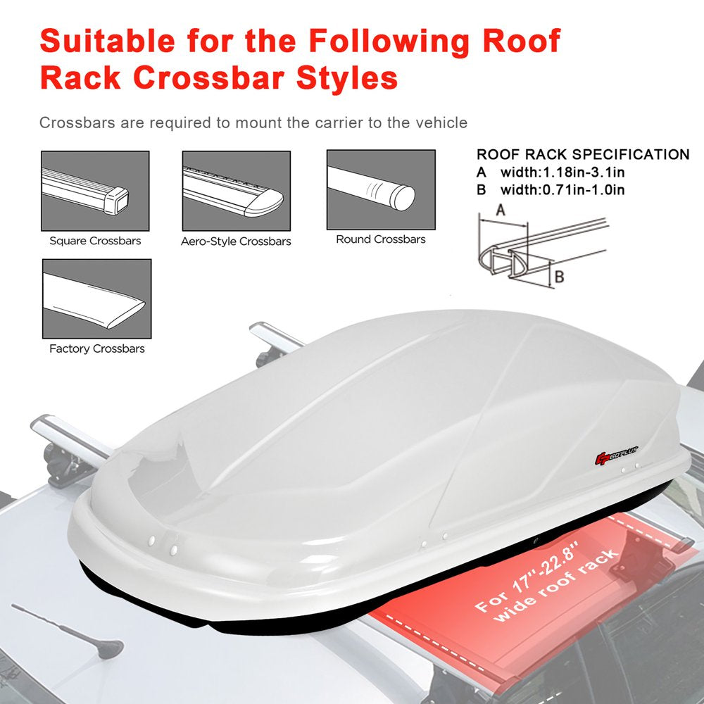 Goplus 14 Cubic Feet Cargo Box Dual Sided Opening Rooftop Carrier W\/Car Trunk Organizer - John Pierce Auto Care