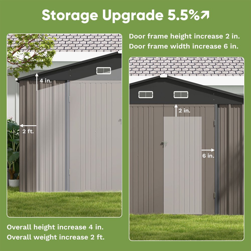 Patiowell 10 x 10 ft Outdoor Storage Metal Shed with Sloping Roof and Double Lockable Door - John Pierce Auto Care
