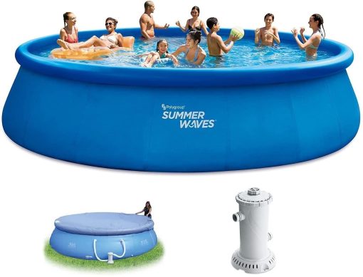 Summer Waves 18ft x 48in Quick Set Above Ground Inflatable Swimming Pool with Filter Pump, Cover, and Ground Cloth - John Pierce Auto Care