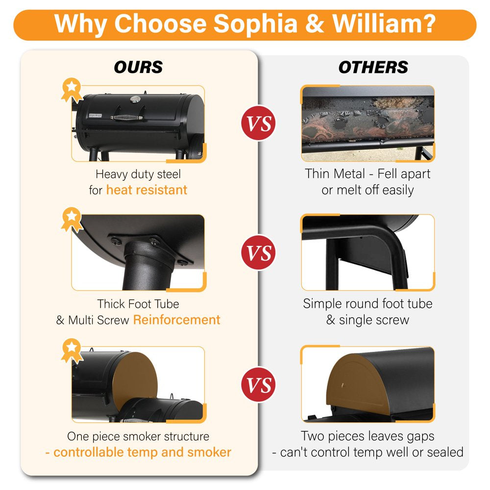 Sophia \u0026amp; William Portable BBQ Charcoal Grill with Offset Smoker - John Pierce Auto Care