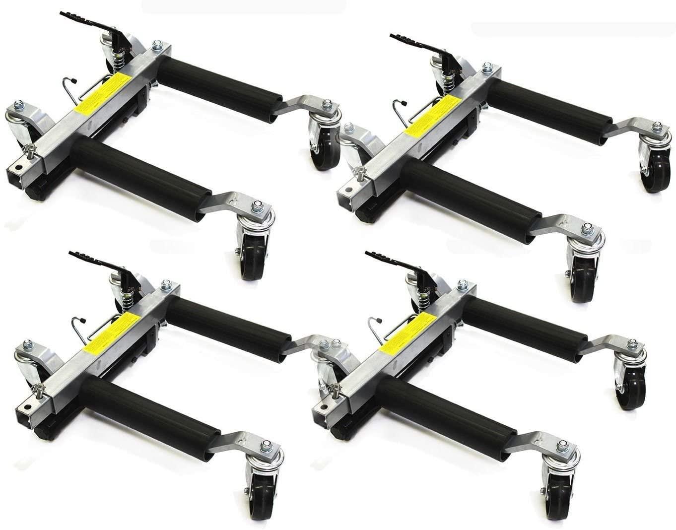 Stark Set of (4) Wheel Dolly Car Skates Vehicle Positioning Hydraulic Tire Jack Truck Rv Trailer Pick Up Dolly Ratcheting Foot Pedal, 1500LBS - John Pierce Auto Care