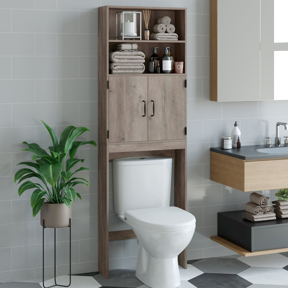 Homfa over Toilet Storage Rack, Bathroom Storage Cabinet over Toilet with 4 Tier Shelves and 2 Doors - John Pierce Auto Care