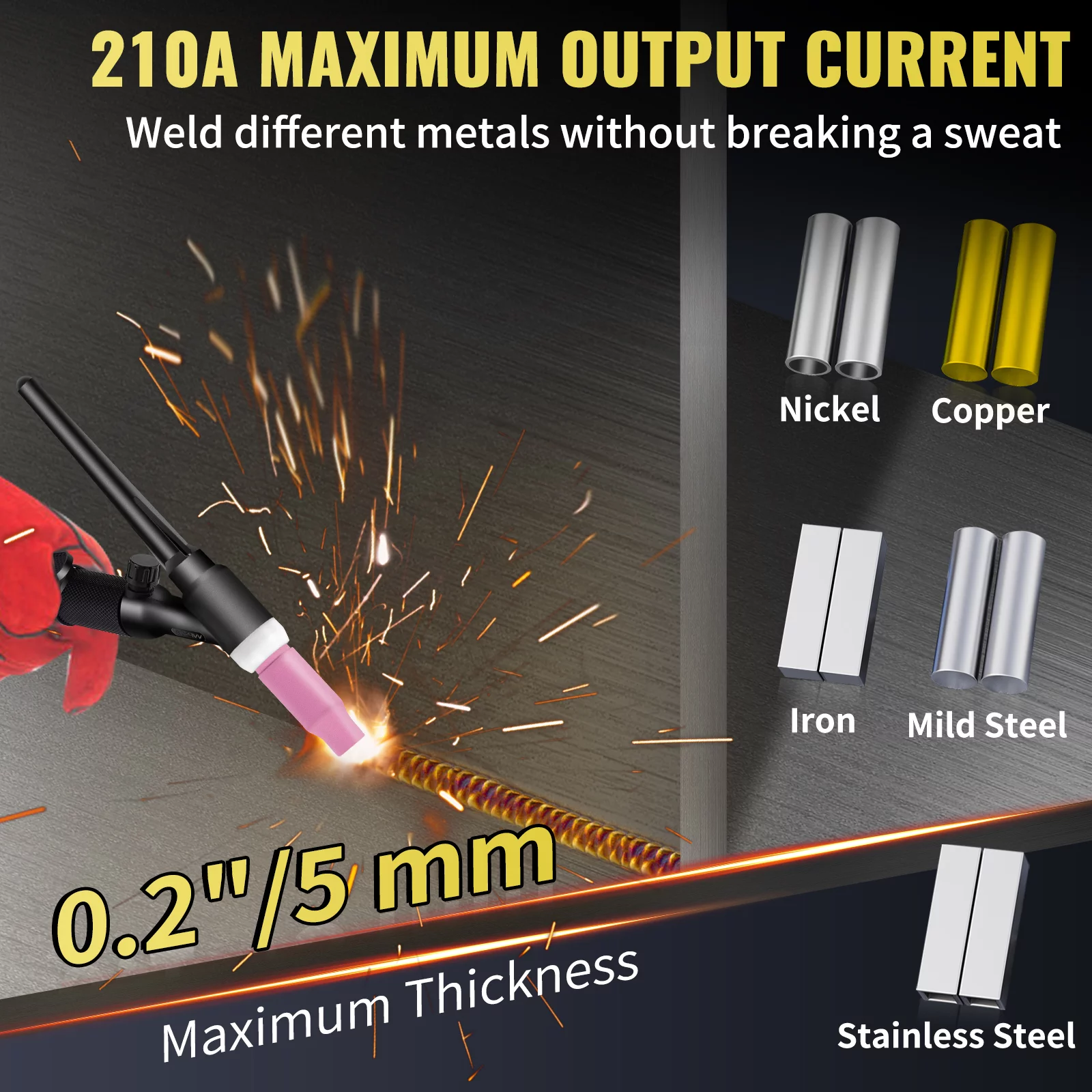 VEVOR TIG Welder, 210Amp 3 in 1, 110\/220V Dual Voltage HF TIG\/Stick\/Clean Welding Machine w\/ USB, IGBT Inverter \u0026amp; Torch, Digital Arc Welder for Stainless Steel, Iron, Mild Steel, Copper, and Nickel - John Pierce Auto Care