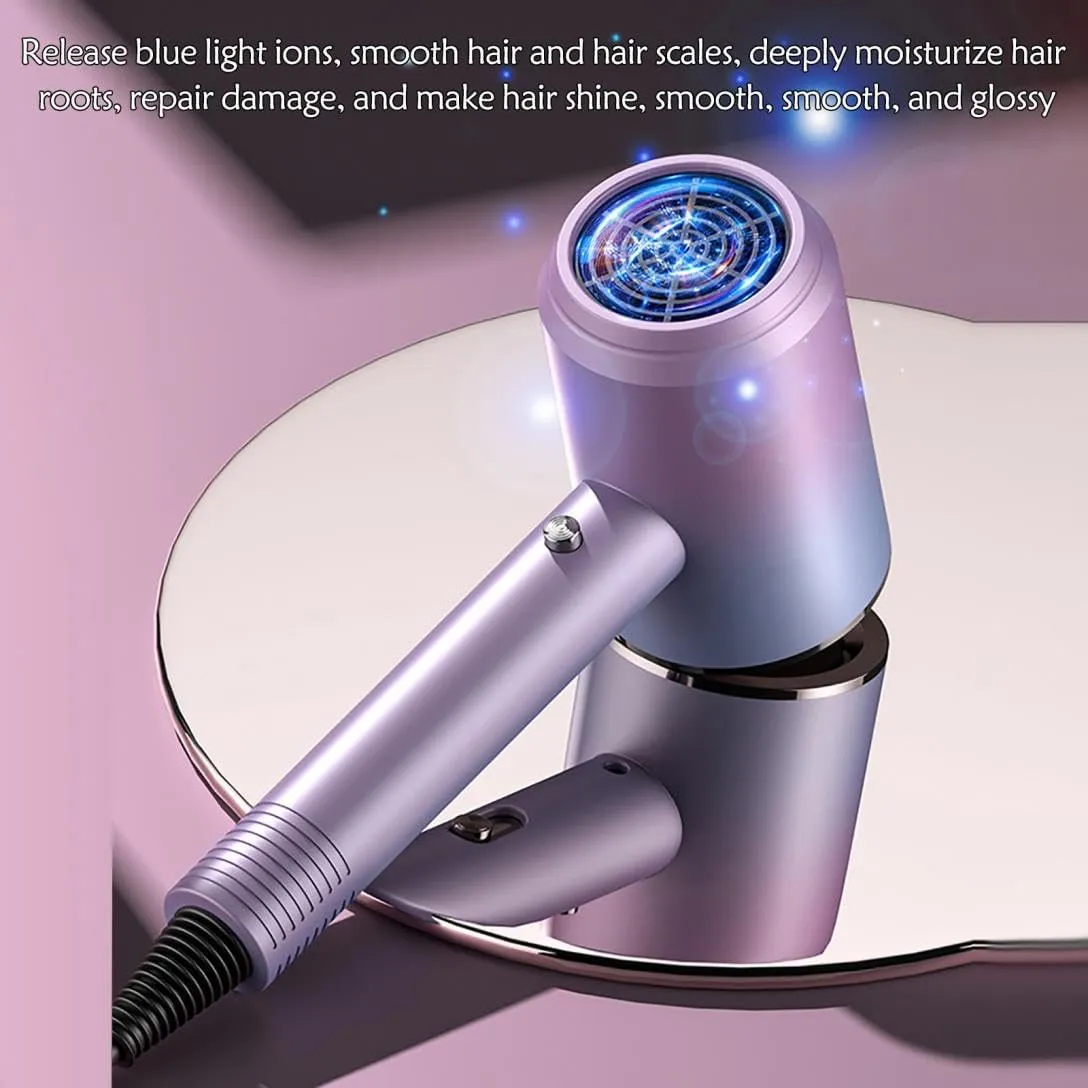 Blue Light Hair Care Gradient Hair Dryer Electric Hair Dryer Household Constant Temperature Cold and Hot Hair Dryer Silent Hair Dryer (Purple) - John Pierce Auto Care