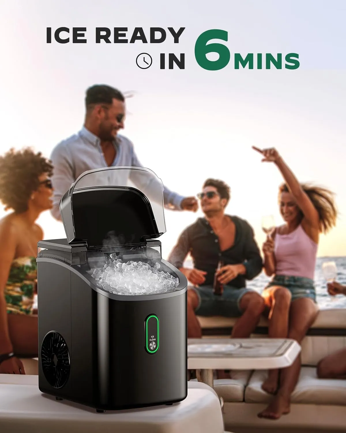 Ice Maker Countertop, Pebble Ice Maker with Soft Chewable Ice, One Click Operation Ice Machine with Self Cleaning, 33lbs\/24H - John Pierce Auto Care