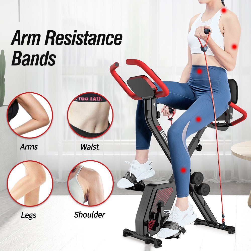 Pooboo 3 In 1 Foldable Exercise Bike Indoor Cycling Bike Workout 300Lb - John Pierce Auto Care