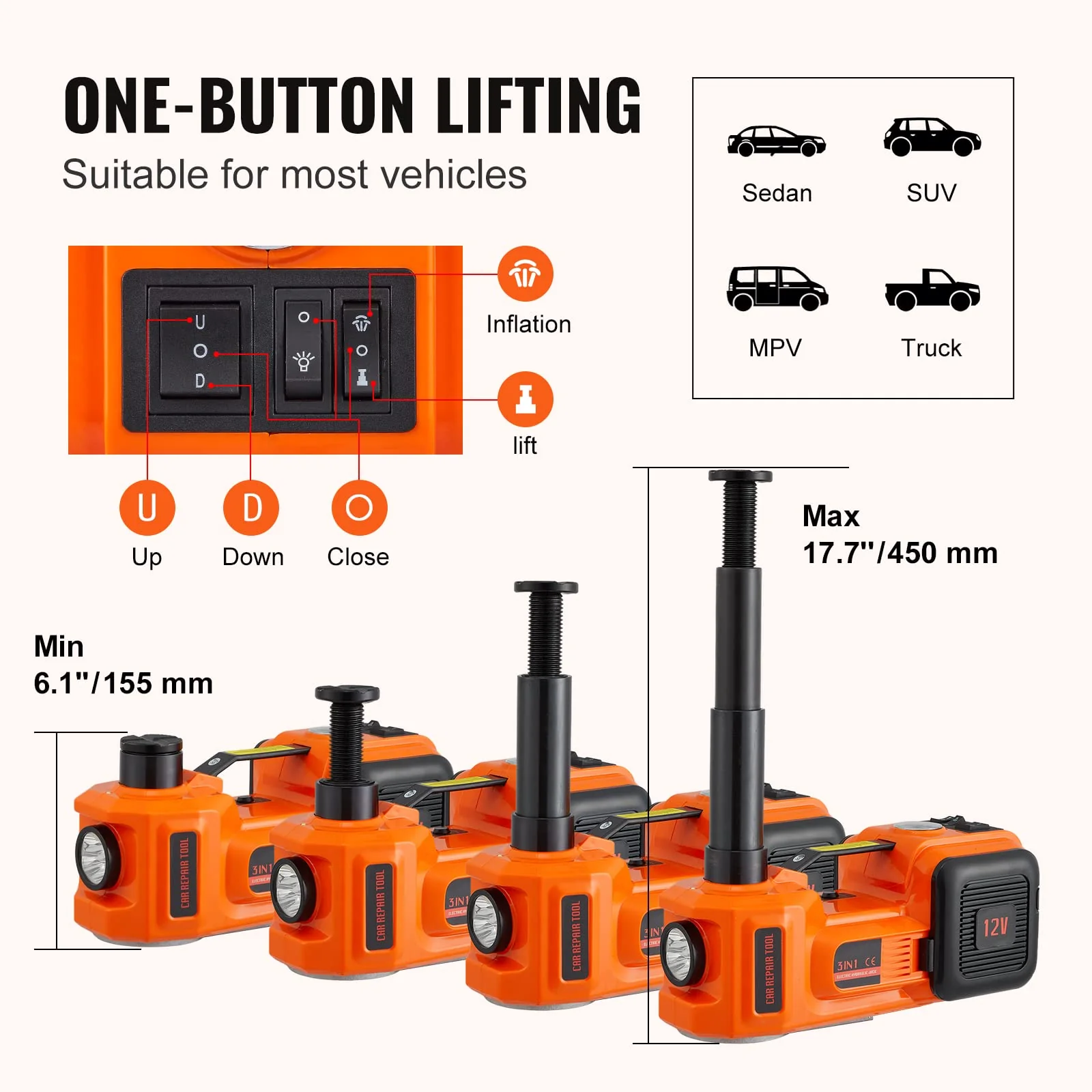 VEVOR 5-Ton Electric Car Jack with Wrench - John Pierce Auto Care