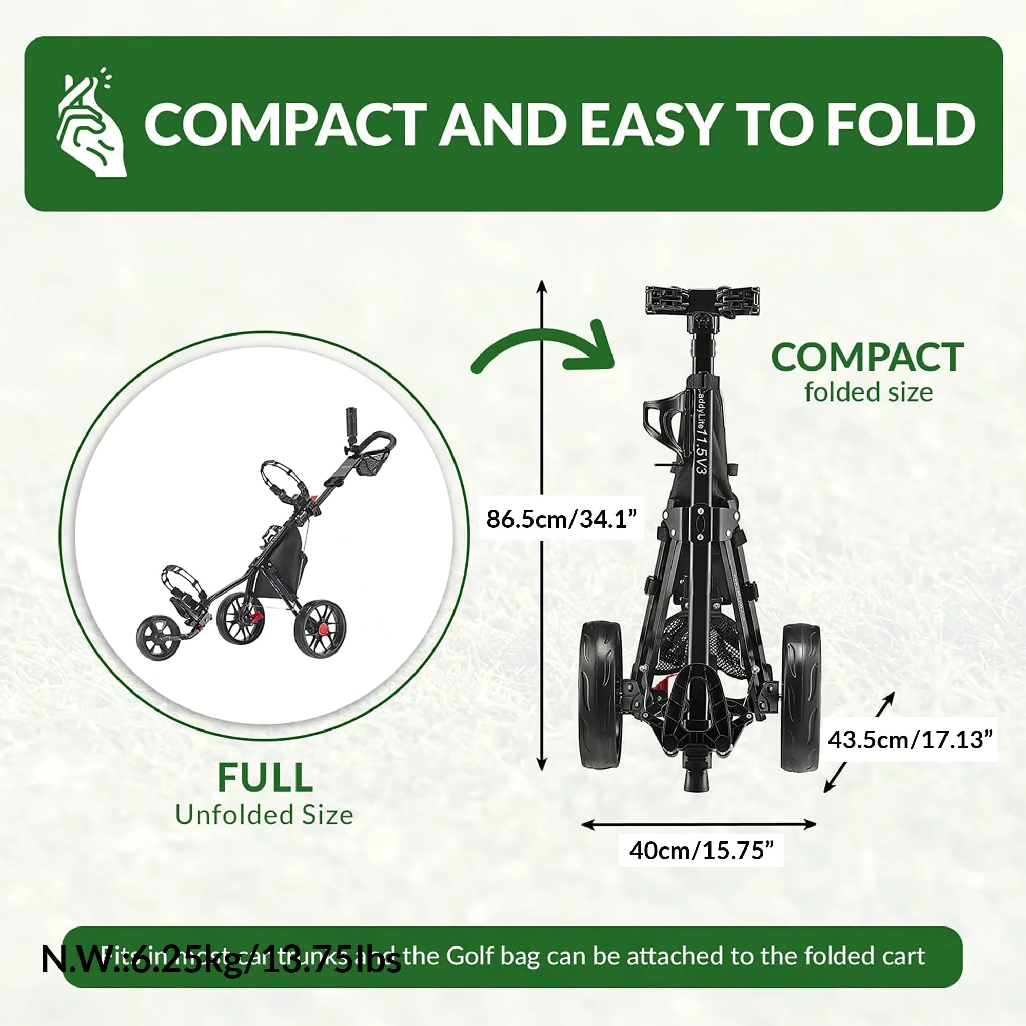 CaddyTek CaddyLite 11.5 V3 Golf Push Cart - John Pierce Auto Care