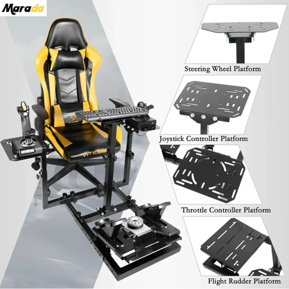 Marada Flight Simulator Cockpit Racing Steering Stand Adjustable Fit for Thrustmaster HOTAS Warthog - John Pierce Auto Care