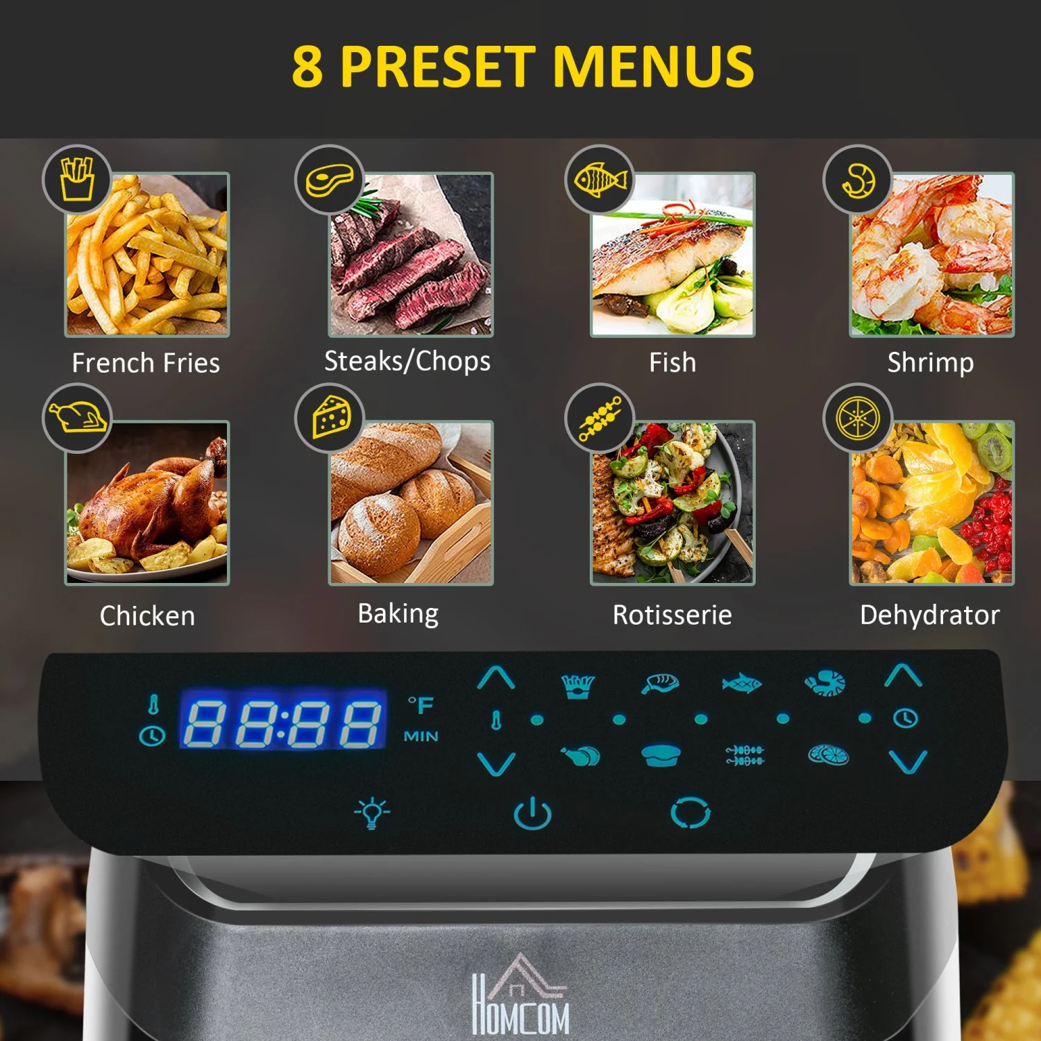 GFVCNIO 12 QT Air Fry Oven 8 In 1 Countertop Oven Combo with Air Fry Roast Broil Bake and Dehydrate 1700W with Accessories and LED Display Black - John Pierce Auto Care