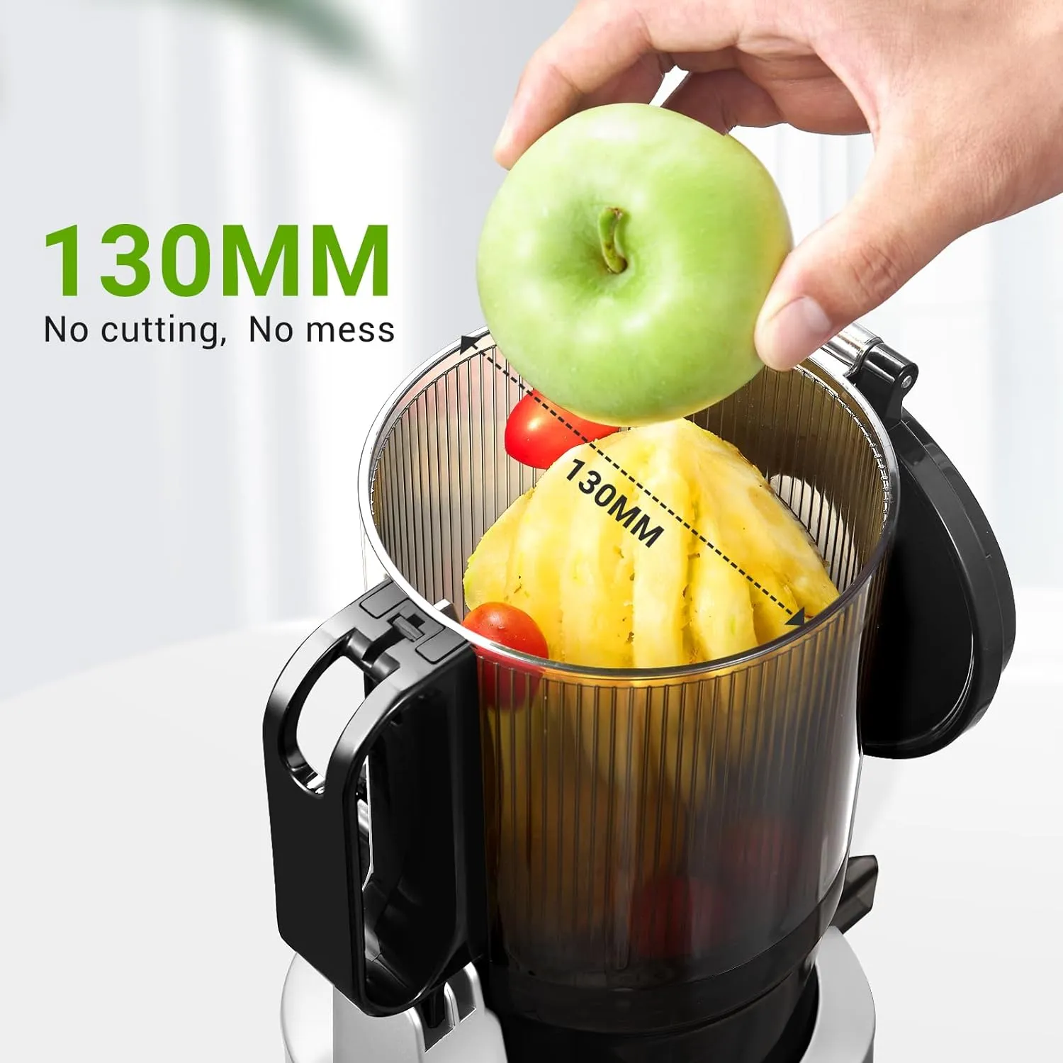 Juicer Machines, 5.3 Inch Self Feeding Masticating Juicer Fit Whole Fruits \u0026amp; Vegetables, Cold Press Electric Juicer Machines with High Juice Yield, Easy Cleaning, BPA Free, 250W - John Pierce Auto Care