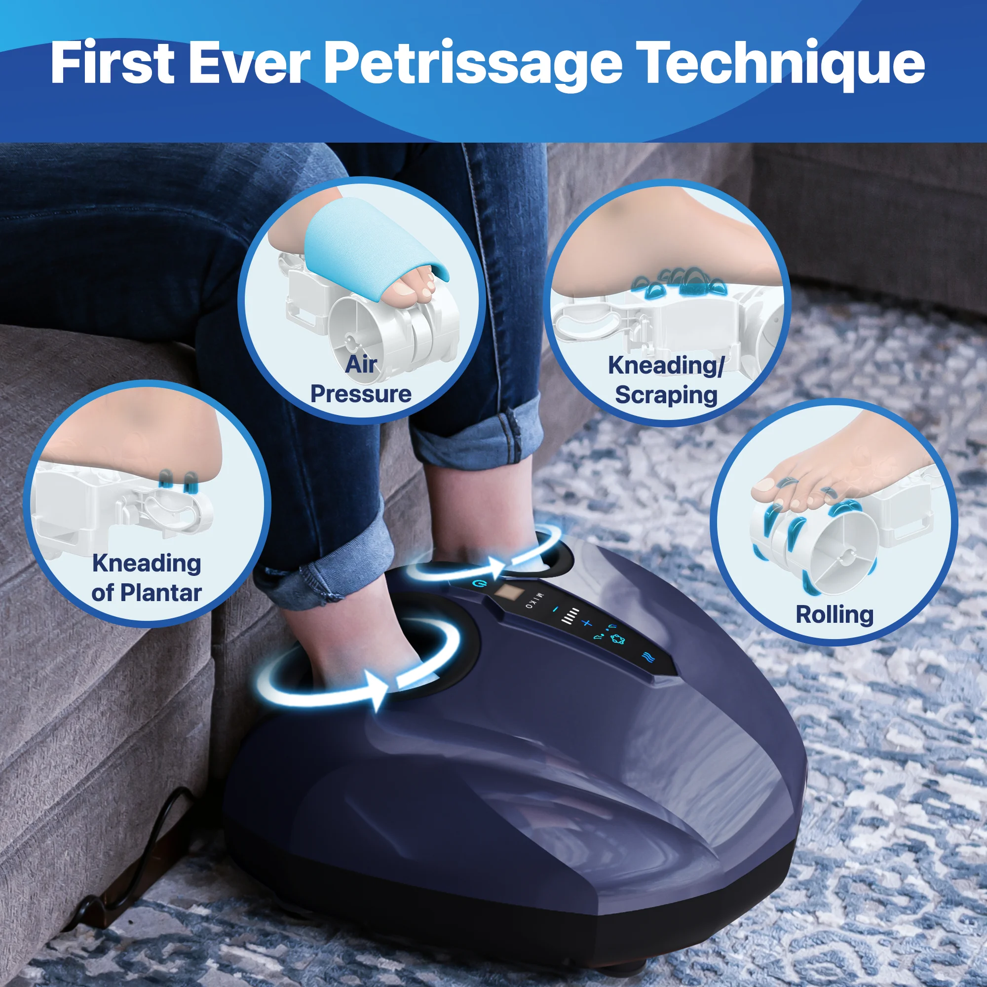 MIKO Shiatsu Foot Massager Machine   Deep Kneading, Shiatsu, Air Compression, and Heat Therapy   Touchscreen   2 Wireless Remotes - John Pierce Auto Care