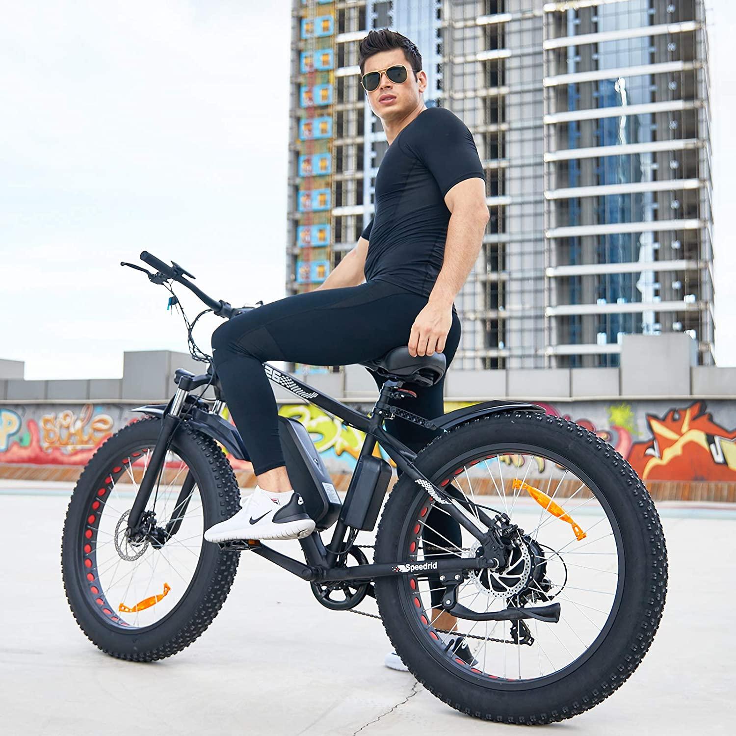 Speedrid Electric Bike 48V 500W Fat Tire Electric Bike Snow Bike 26" × 4.0, 48V 10Ah Removable Battery and Professional 7 Speed - John Pierce Auto Care