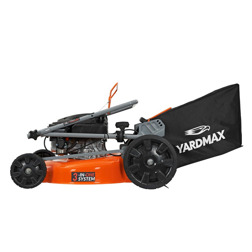 YARDMAX 21 In. 170Cc 3 In 1 Gas Walk behind Push Lawn Mower with High Rear Wheels - John Pierce Auto Care