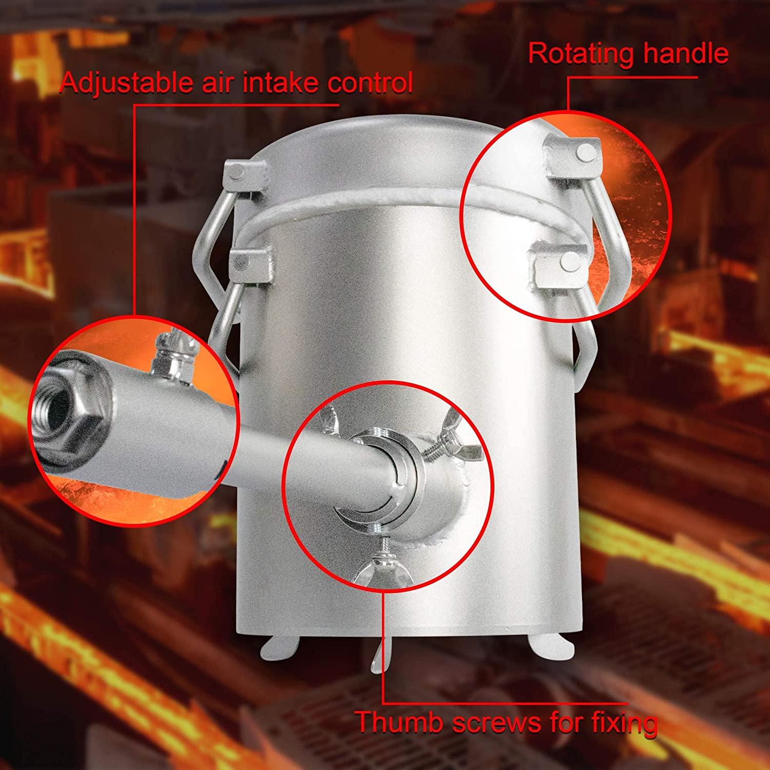 Propane Melting Furnace Kits, 6kg(13LB) Graphite Crucible, Up to 2372��F, Made of Steel Barrel, Smelt Metal,with Goggles and High Temperature Gloves - John Pierce Auto Care