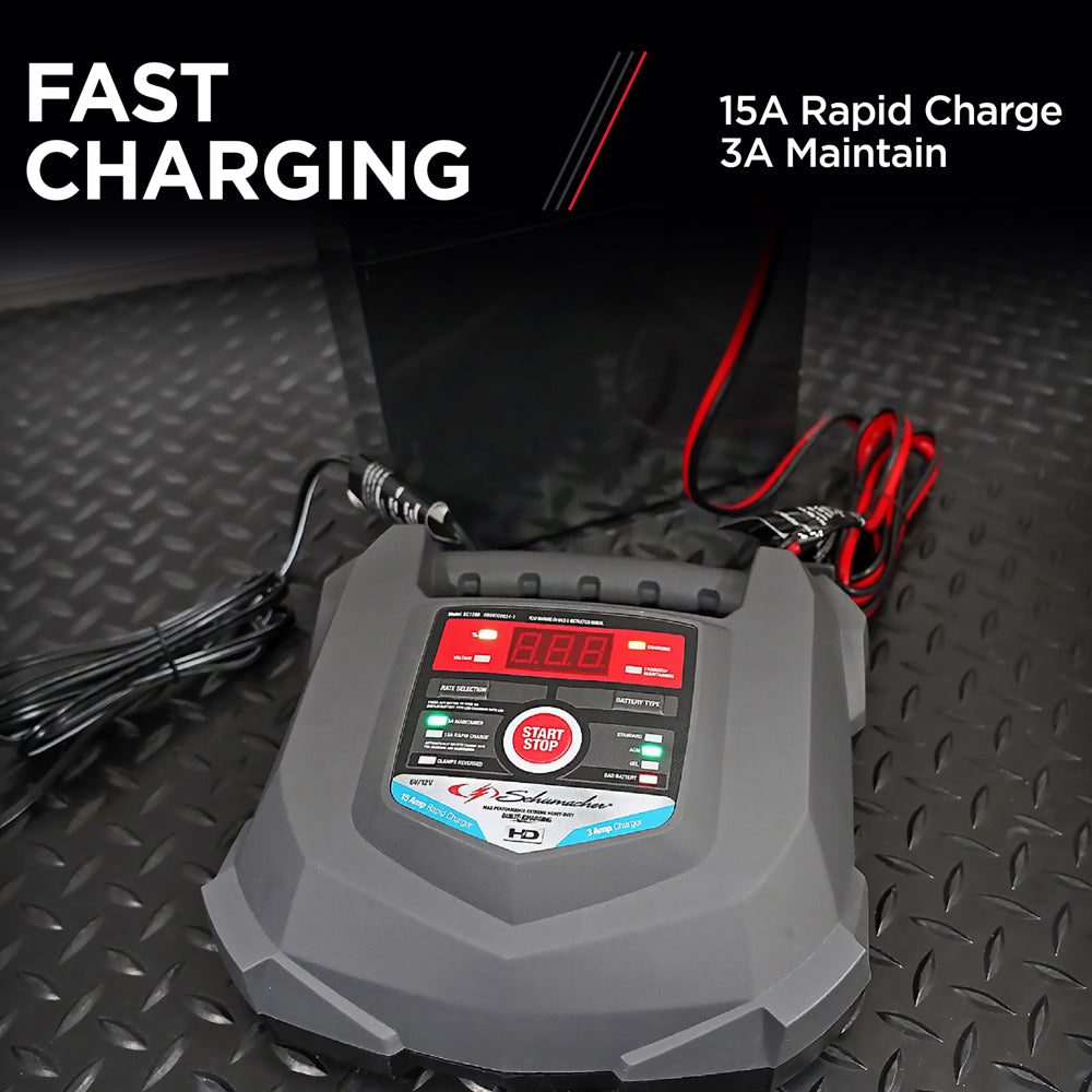 Schumache 15 Amp 6V\/12V Fully Automatic Battery Charger and Maintainer - John Pierce Auto Care