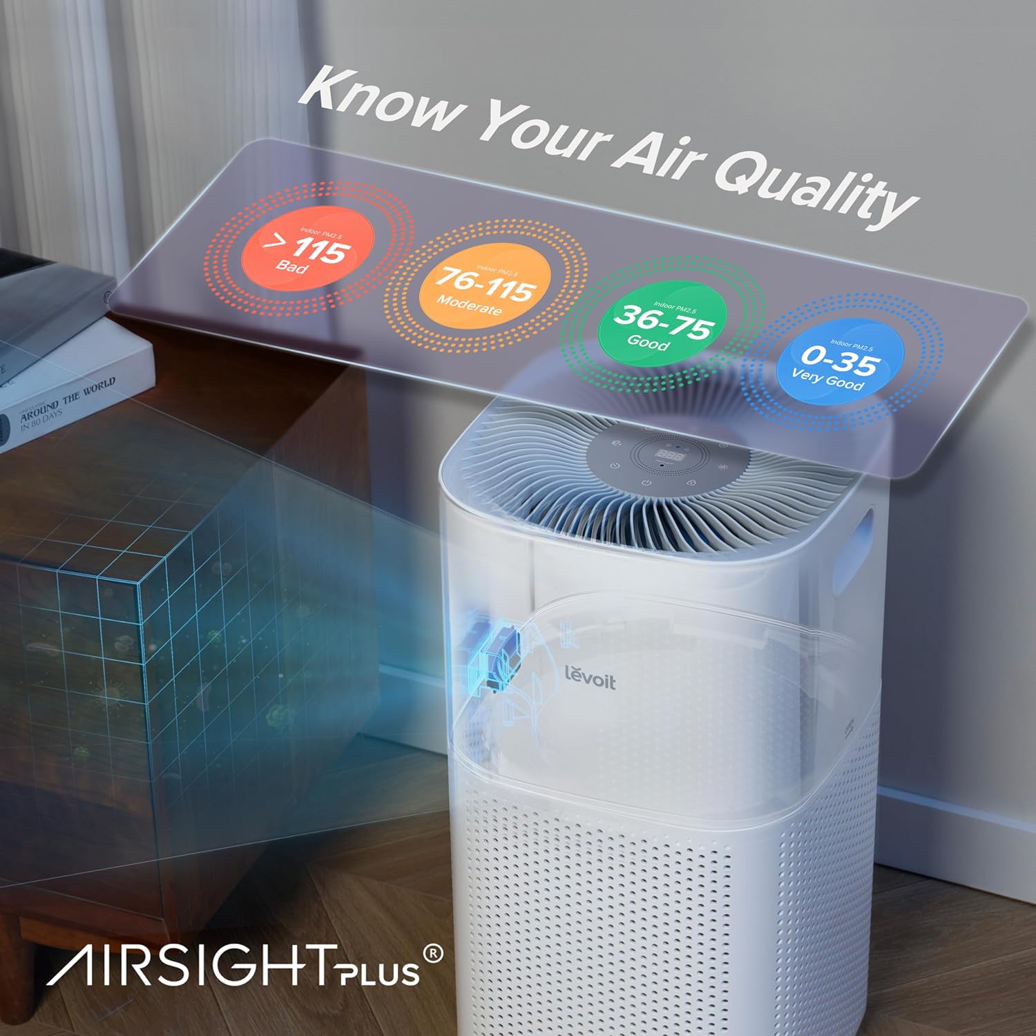 Air Purifiers for Home Large Room Up to 1980 Ft2 in 1 Hr With Air Quality Monitor, Smart WiFi and Auto Mode, White - John Pierce Auto Care