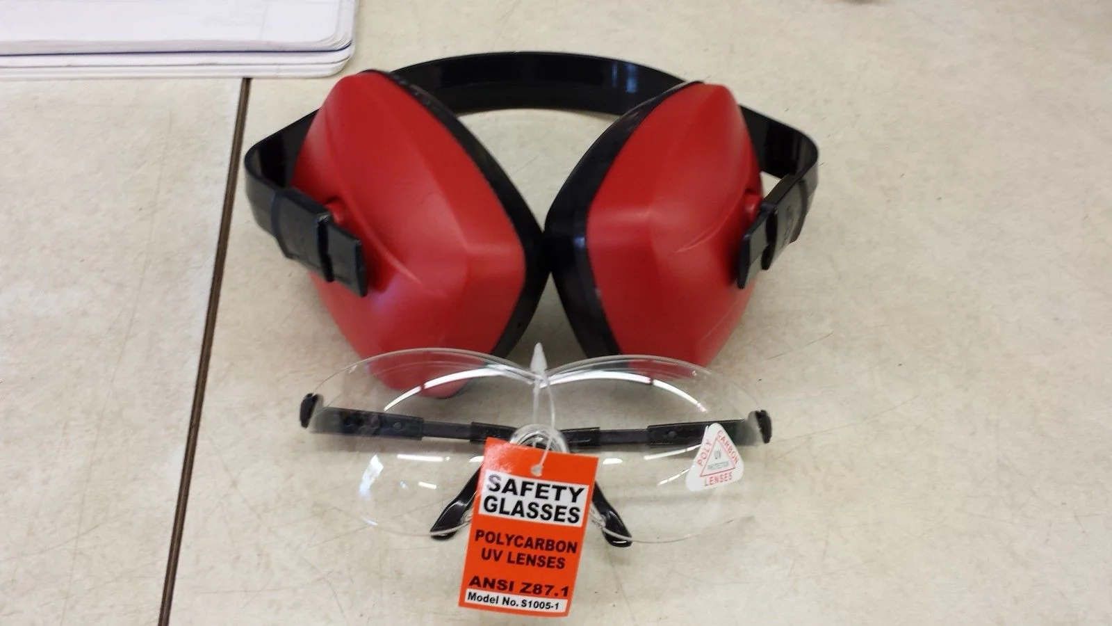 SAS 6105 Lightweight Banded Adjustable Ear Muff And Clear Polycarbon Eye Protection Glasses - John Pierce Auto Care