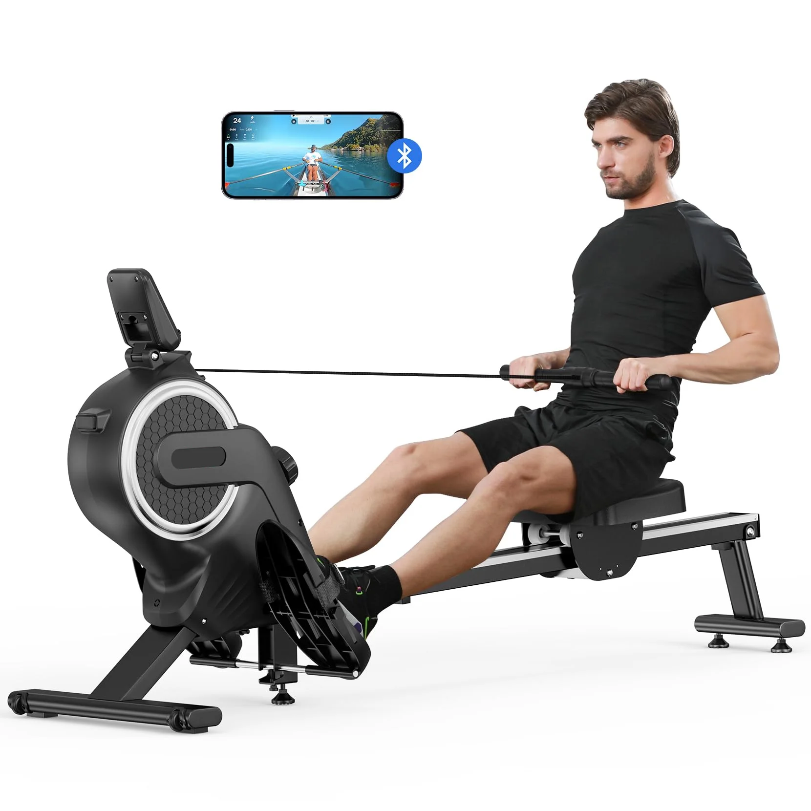 Rowing Machine, 16 Level Resistance Magnetic Rowing Machine Max 265lb Weight Capacity Row Machine Neche Resistance Magnetic with App Compatible Rower for Home Gym - John Pierce Auto Care