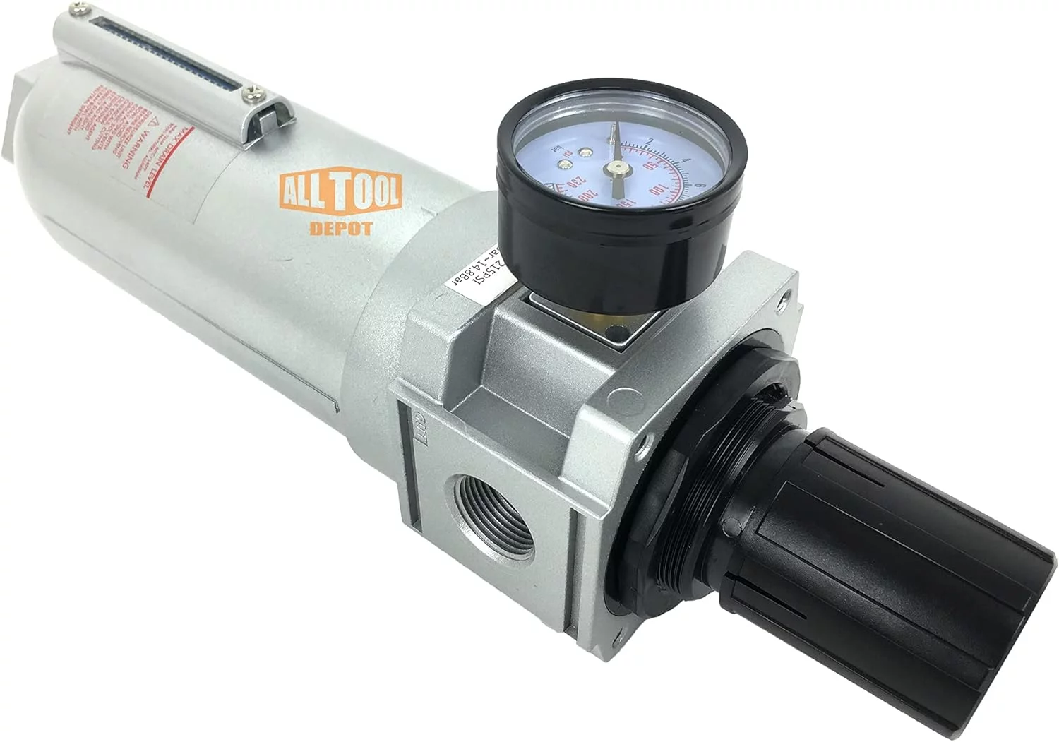 NPT SUPER DUTY Compressed Air In Line Filter Regulator Combo Piggyback, Metal Bowl, 5 Micron , Adjustable From 7 To 175 PSI (AUTO DRAIN) - John Pierce Auto Care