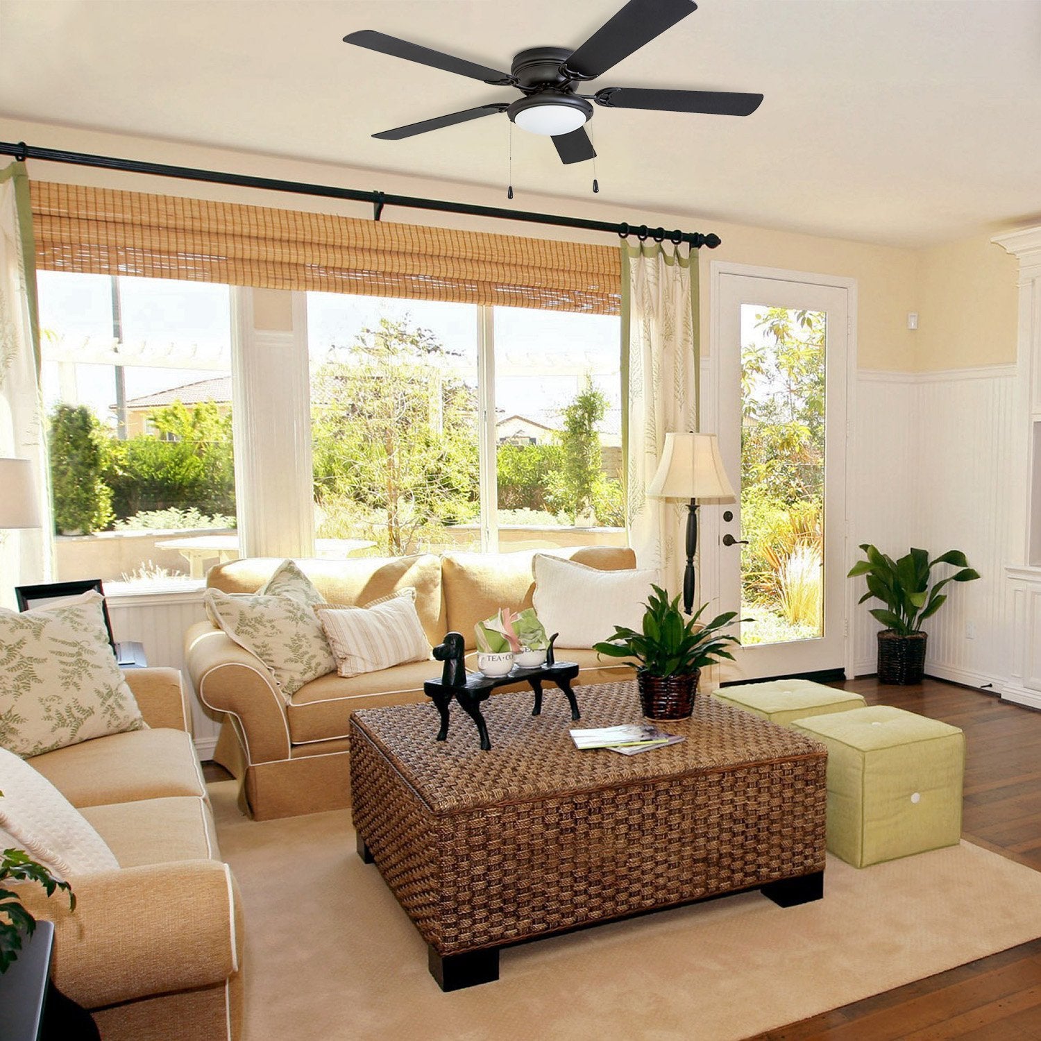 Portage Bay Hugger 52\u0026quot; Matte Black West Hill Ceiling Fan with Bowl Light Kit - John Pierce Auto Care