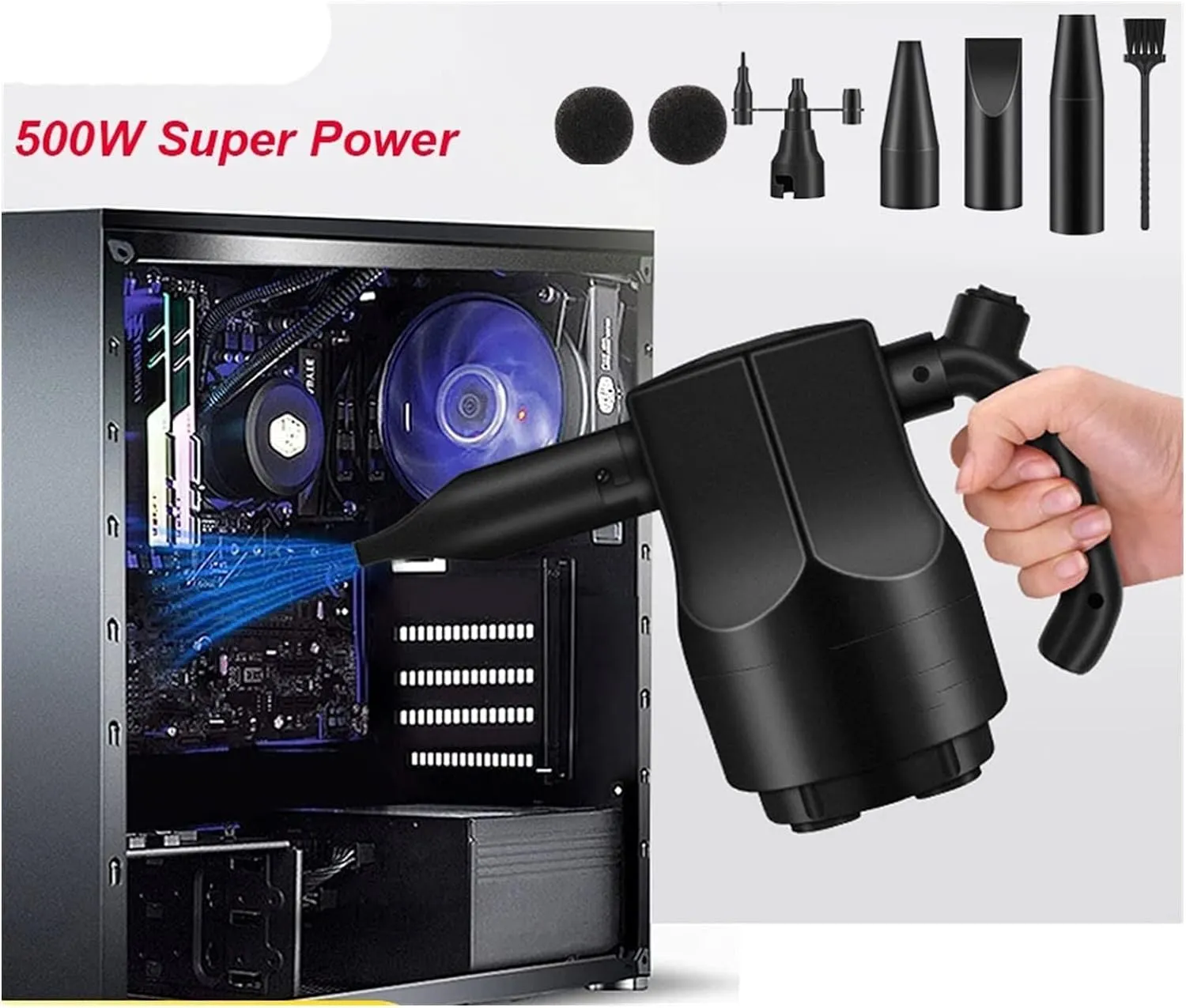 Compressed Air Duster 2 In1Electric Air Duster 500W Blower Vacuum Cleannig Computer Keyboard Replaces Canned Air Cleaner Inflator - John Pierce Auto Care