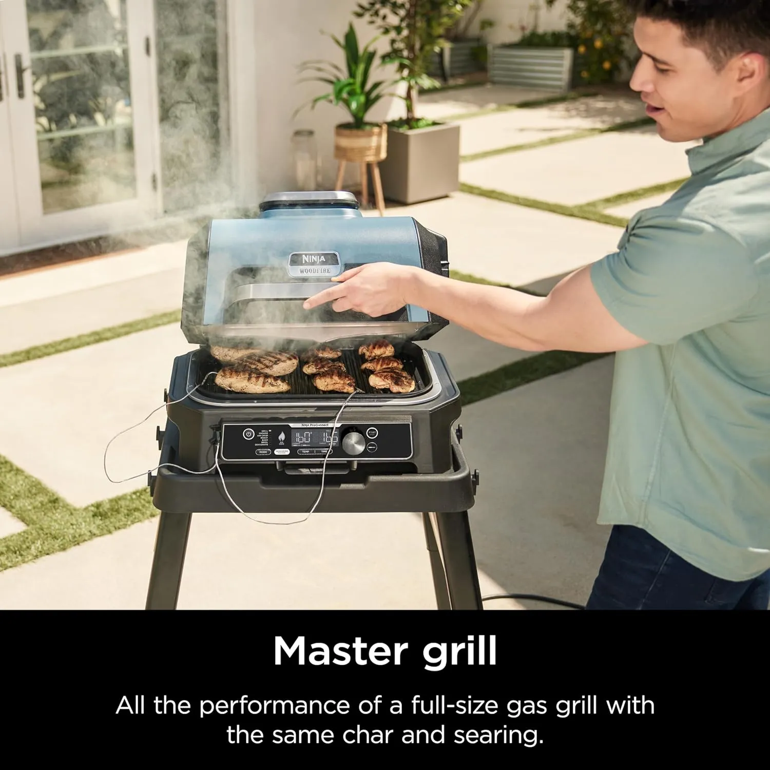 Premium XL Outdoor Grill \u0026amp; Smoker, Bluetooth, App Enabled, 7 in 1 Master Grill, BBQ Smoker, Outdoor Air Fryer, Woodfire Technology, 2 Built In Thermometers, Black - John Pierce Auto Care