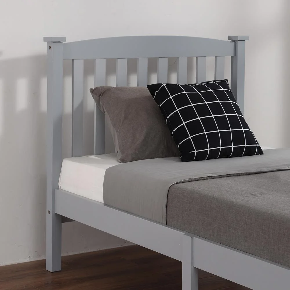 Ktaxon Vertical Wood Bed Frame for Bedroom with Headboard and Footboard Gray Twin Size - John Pierce Auto Care
