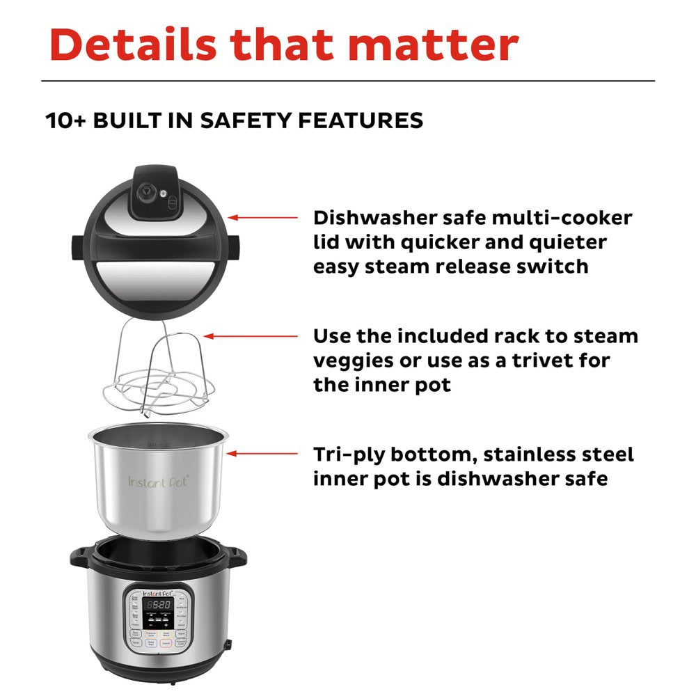 Instant Pot Duo 6 Qt Electric Pressure Cooker 7 In 1 with Easy Release Steam Switch - John Pierce Auto Care