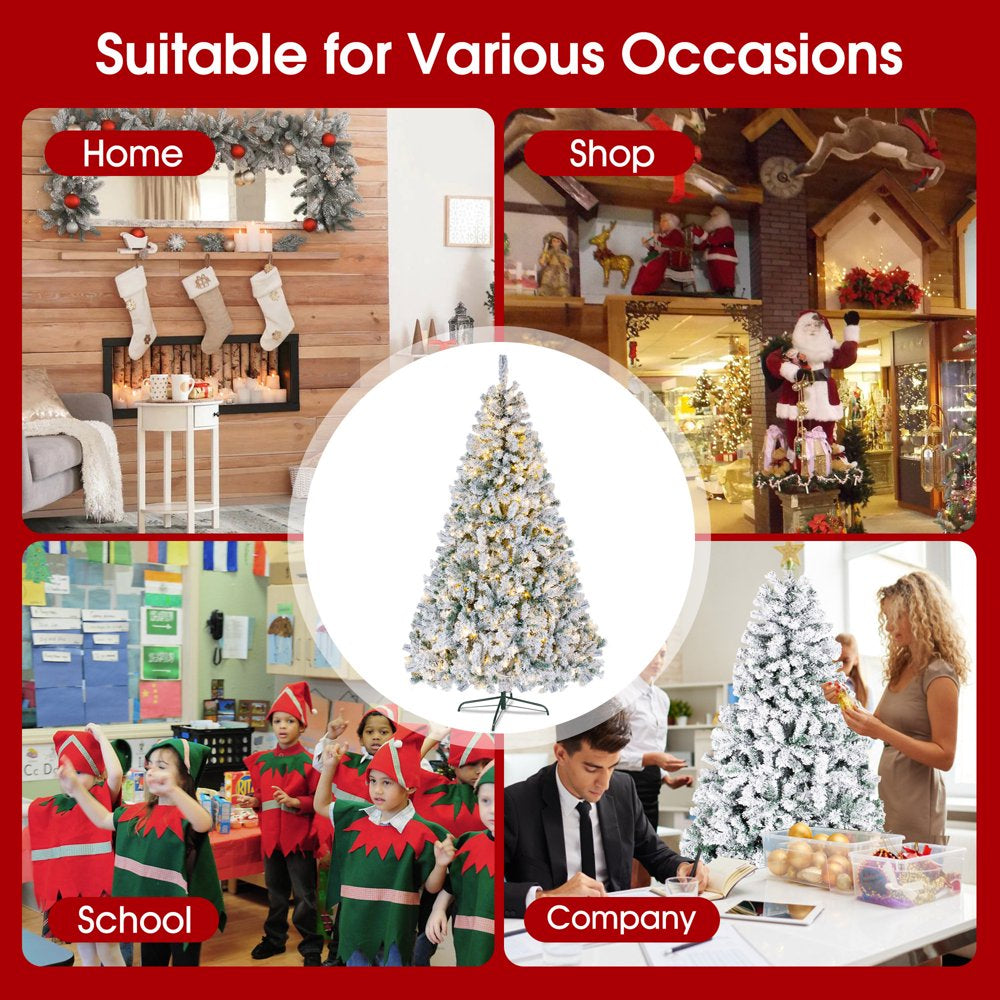 iFanze 6ft Pre Lit Snow Flocked Christmas Tree with 1000 Tips 250 Warm Lights, Hinged Artificial Holiday Xmas Pine Tree - John Pierce Auto Care