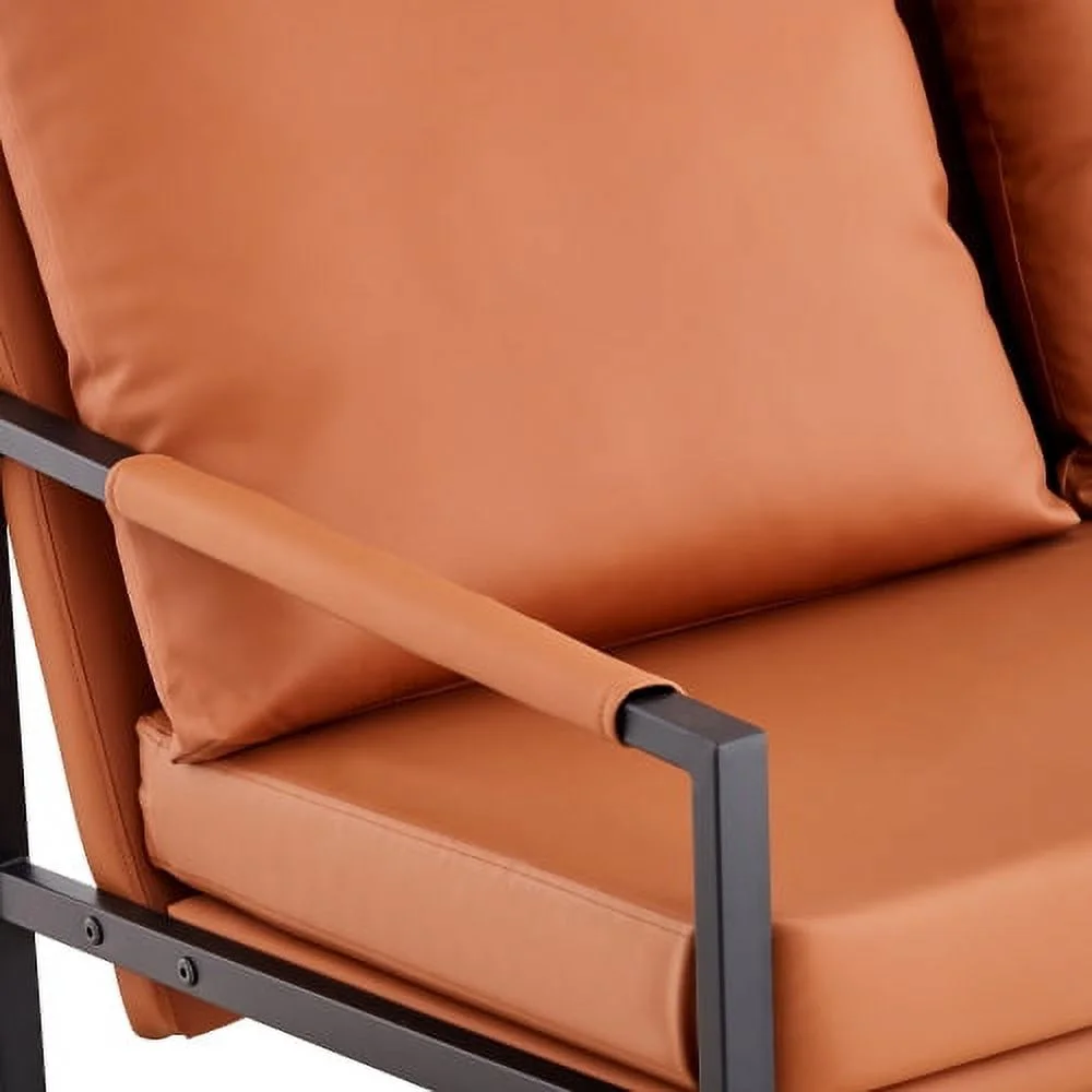 GVJMTKP Modern Two Seater Sofa Chair with 2 Pillows   PU Leather High Density Foam Black Coated Metal Frame.BrownSF D008 BR - John Pierce Auto Care