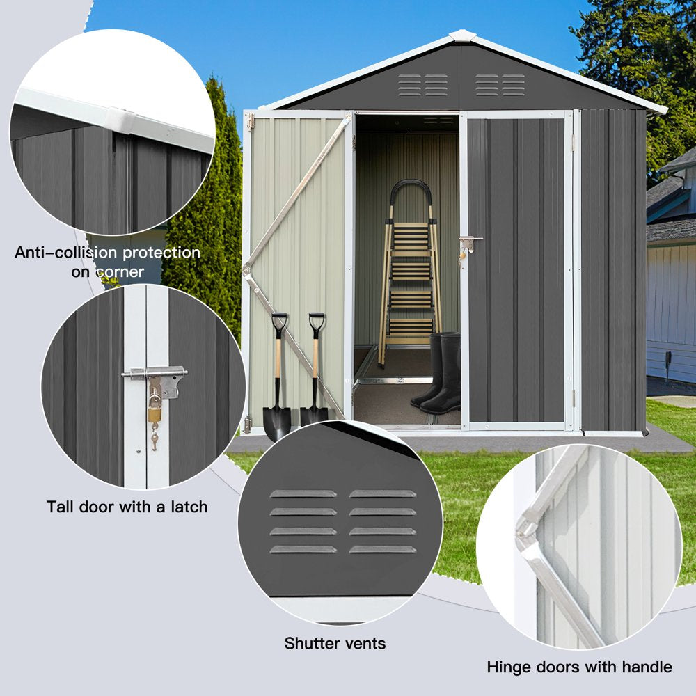Seizeen 6\u0026#039; X 4\u0026#039; Outdoor Metal Storage Shed, Tools Storage Shed with Lockable Doors - John Pierce Auto Care