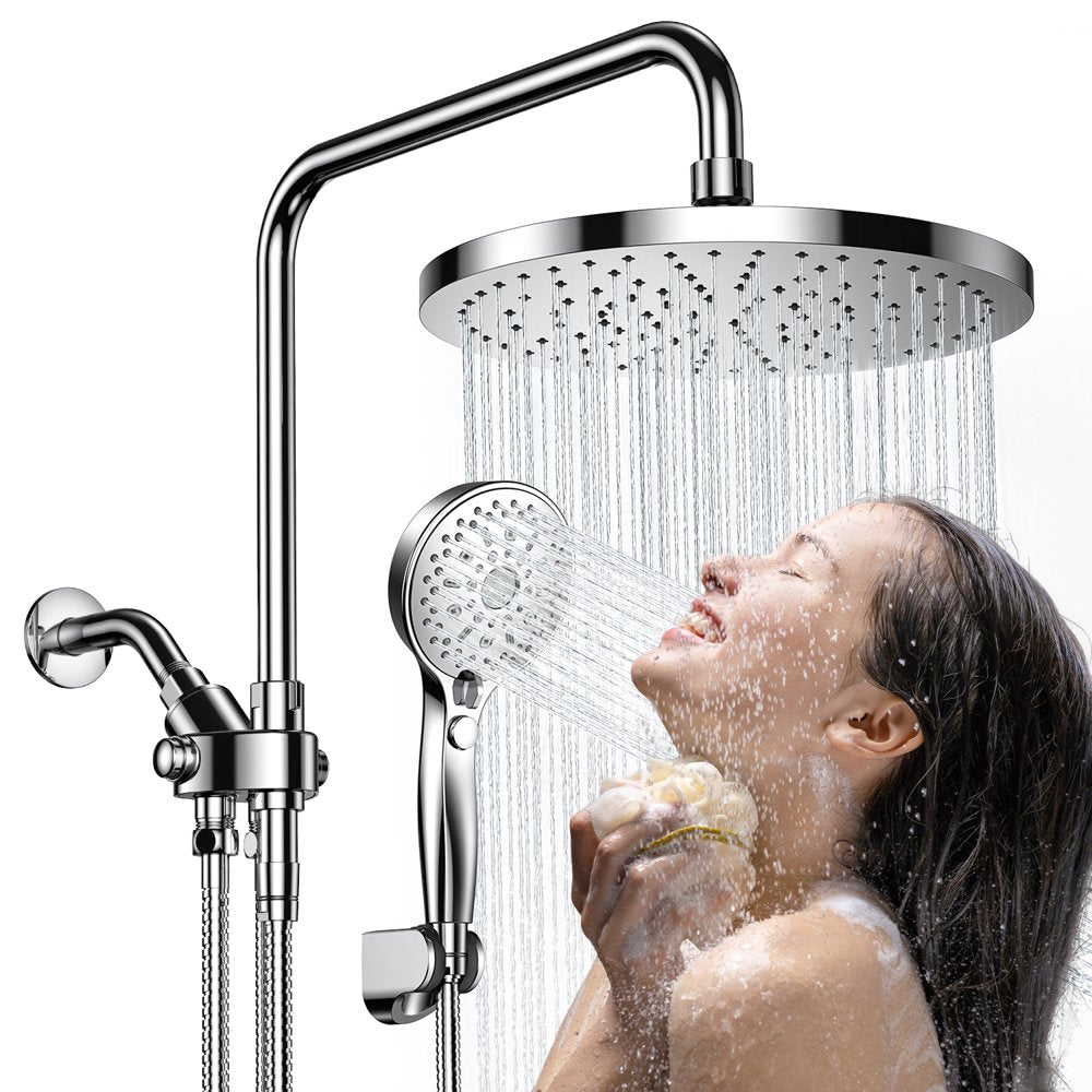 Ambicasa Luxury Dual Showerhead Combo, 10\u0026quot; Rainfall Shower Head \u0026amp; 5\u0026quot; Handheld High Pressure Shower Head - John Pierce Auto Care