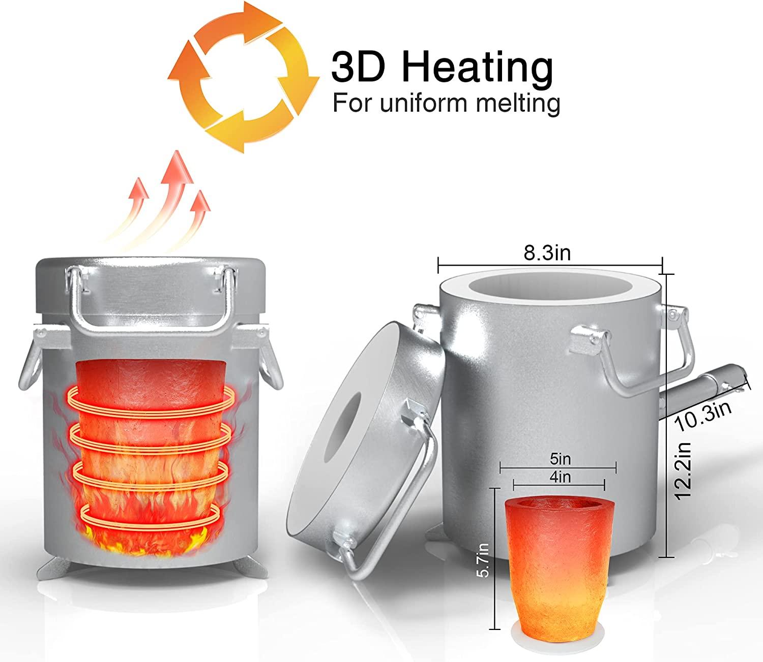 Propane Melting Furnace Kits, 6kg(13LB) Graphite Crucible, Up to 2372��F, Made of Steel Barrel, Smelt Metal,with Goggles and High Temperature Gloves - John Pierce Auto Care