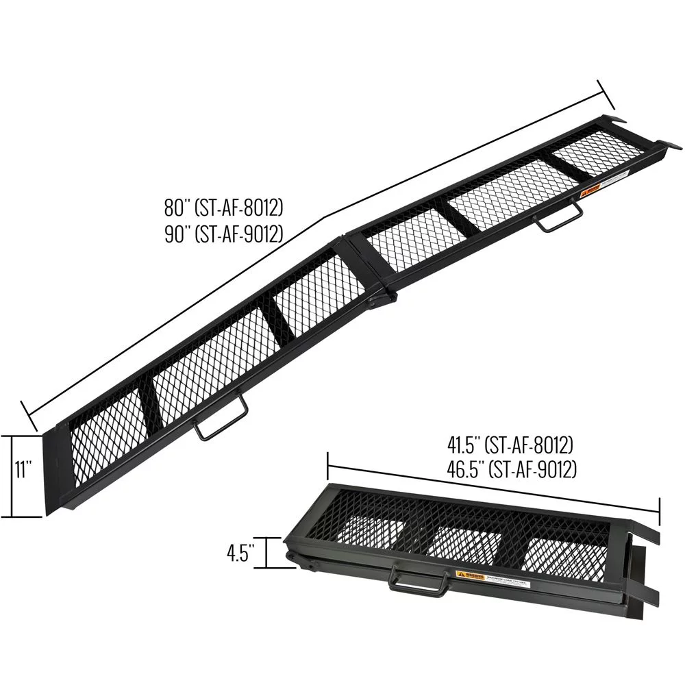 90in Black Steel Dual Runner Folding ATV Ramps - John Pierce Auto Care