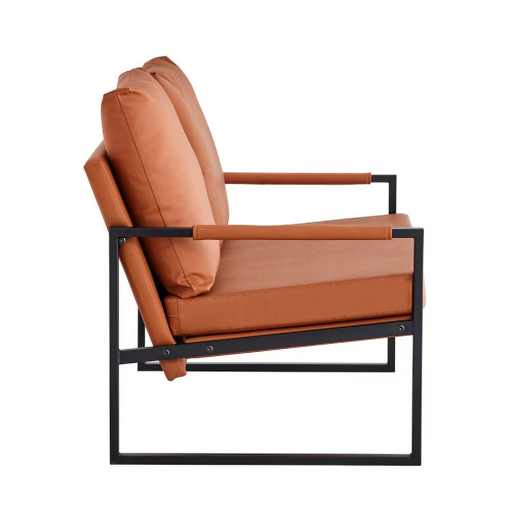 GVJMTKP Modern Two Seater Sofa Chair with 2 Pillows   PU Leather High Density Foam Black Coated Metal Frame.BrownSF D008 BR - John Pierce Auto Care