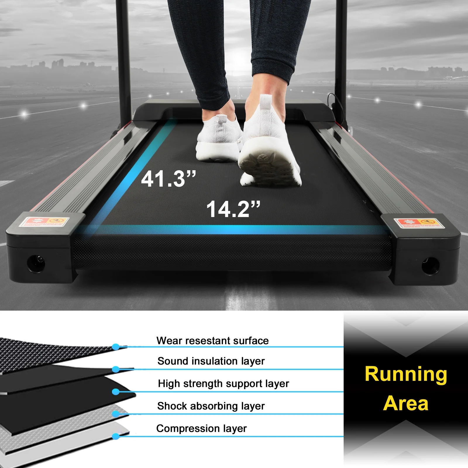 FYC Folding Treadmill with Incline, 2.5HP Electric Motorized Treadmill Running Exercise Machine Compact Treadmill for Home Gym Fitness Workout Jogging Walking 220 LBS Capacity - John Pierce Auto Care