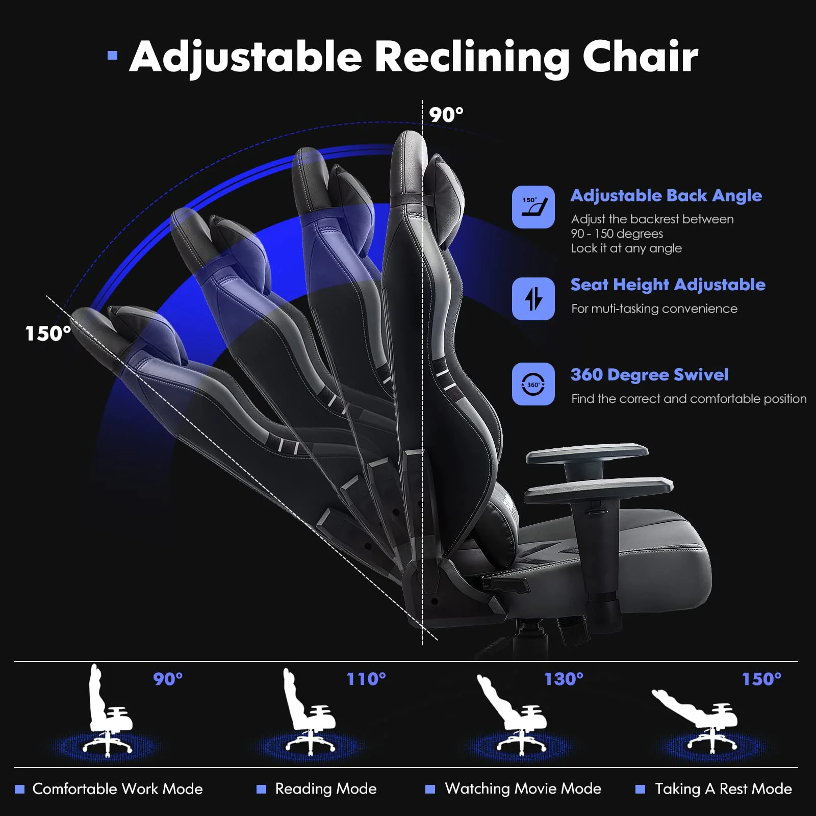 COLAMY Ergonomic 350lb Wide Seat Gaming Chair - John Pierce Auto Care