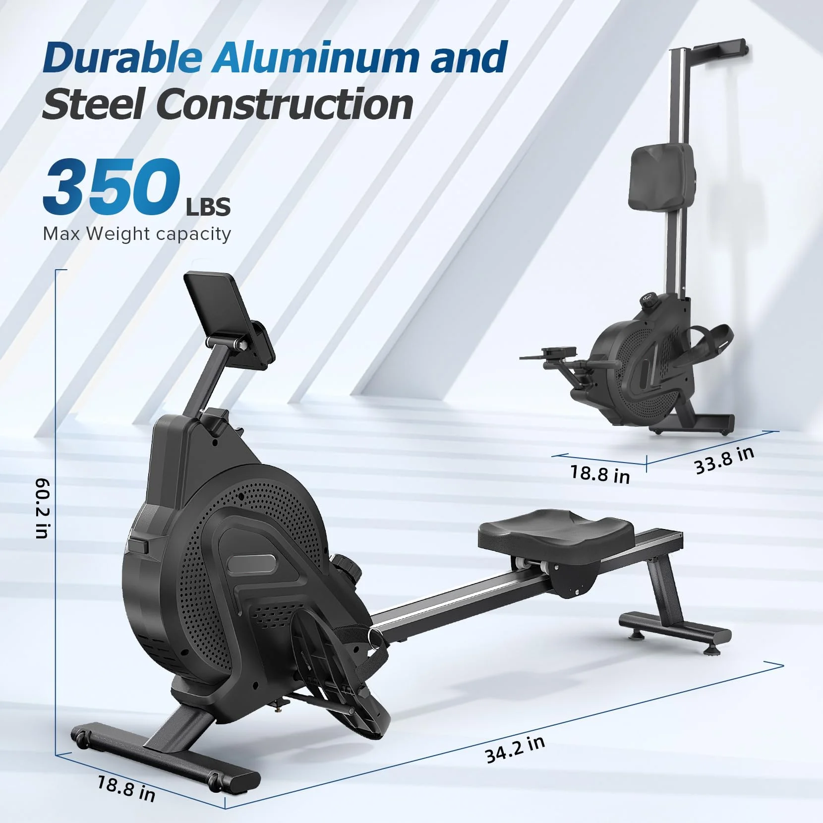 Rowing Machine, Magnetic Rowing Machine 16 Resistance Levels Quiet Machine Max 350lb Weight Capacity with, Neche Folding Magnetic Rowing, for Home Workout Black - John Pierce Auto Care