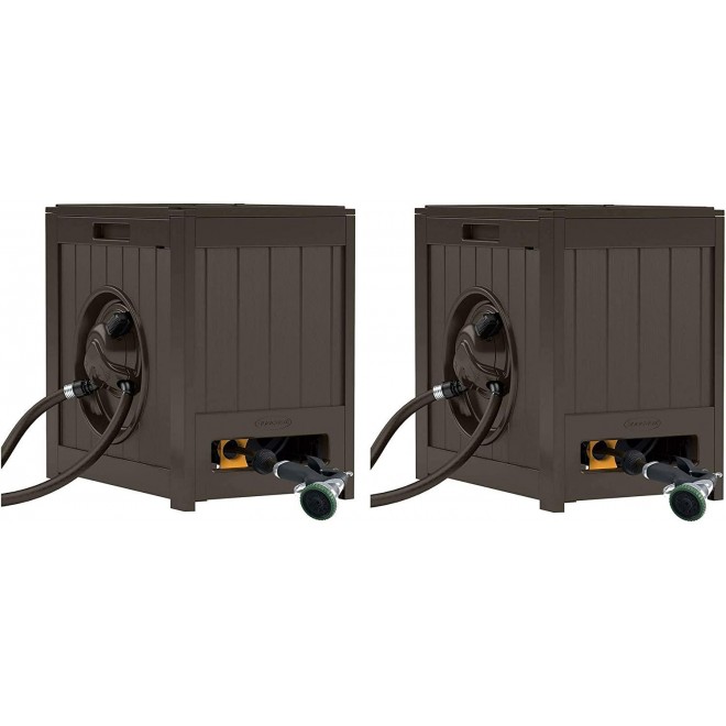 Suncast 125�� Aquawinder Auto Rewind Water Powered Yard Hose Reel, Java (2 Pack) - John Pierce Auto Care