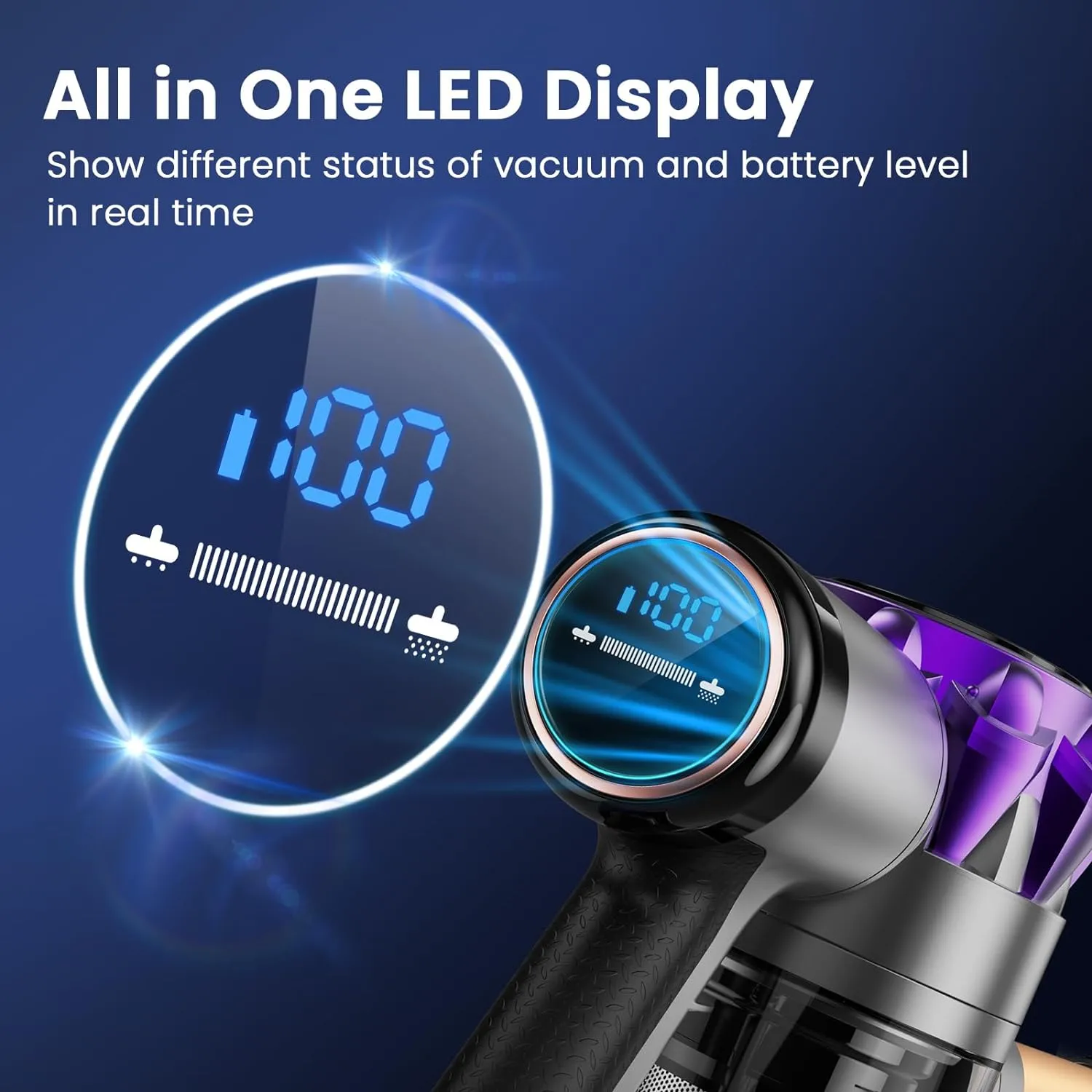 Cordless Vacuum Cleaner, 300W 30Kpa Powerful Stick Vacuum with LED Display, Rechargeable Cordless Vacuum Max 55Min Runtime, Free Standing - John Pierce Auto Care