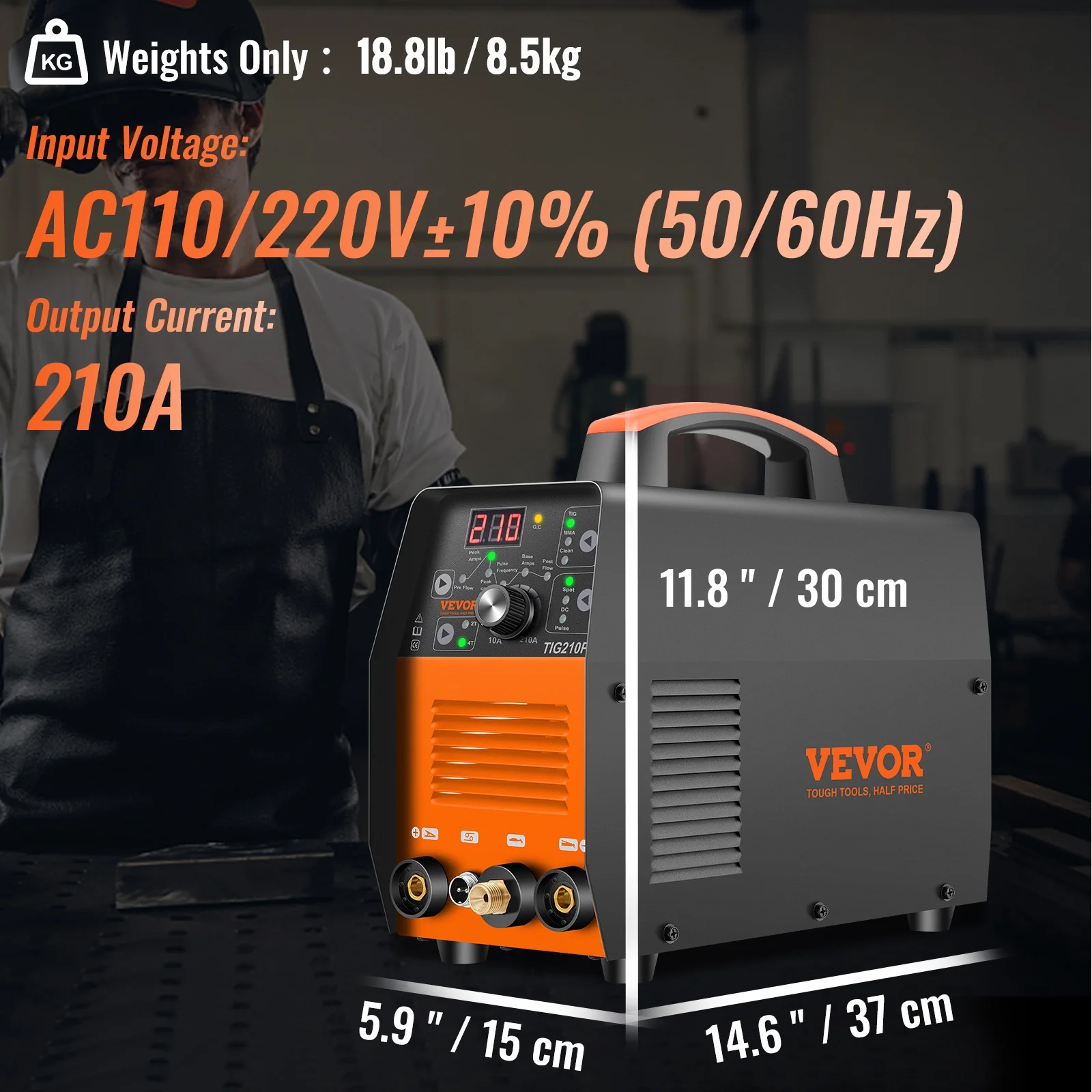 VEVOR 210Amp TIG Welder 110\/220V Dual Voltage HF TIG\/Stick\/Clean 3 in 1 Welder w\/ Pulse, IGBT Inverter \u0026amp; Torch, Digital Arc Welding Machine for Stainless Steel, Iron, Mild Steel, Copper, and Nickel - John Pierce Auto Care
