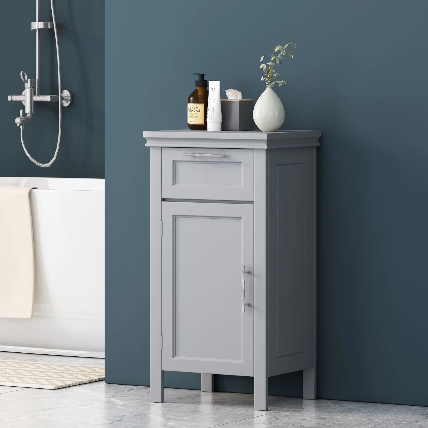 Upgrade Your Living Space with Elegant and Stylish Modern White Wooden Bathroom Storage Shelf Unit for Home and Office Use Ideal Space Saving Freestanding Tall Cupboard Cabinet with Door - John Pierce Auto Care