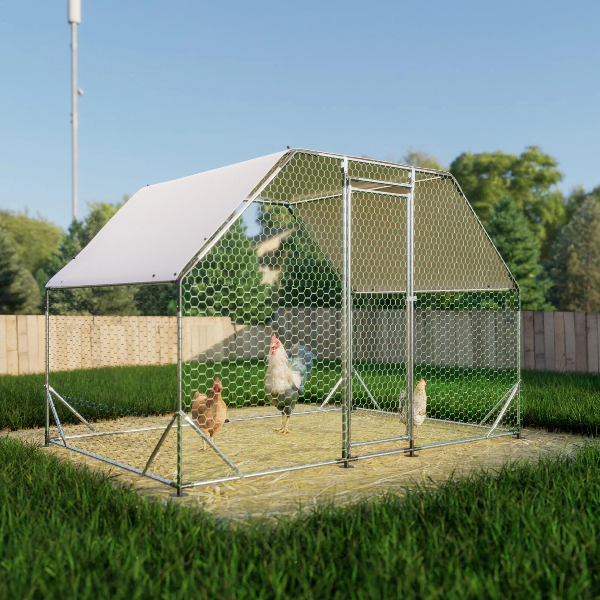 Large Chicken Coop for 6 8 Chickens, Seizeen Walk in Chicken Run with Waterproof, Galvanized Wire Poultry Hen Dog House Rabbits Hutch Duck Cage, 10FT - John Pierce Auto Care