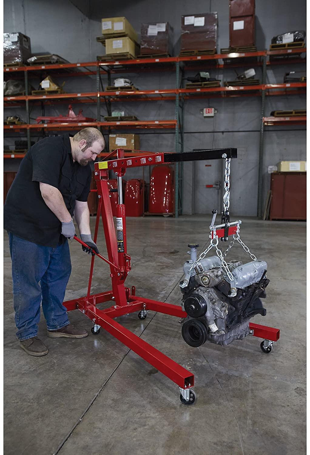 Strongway Hydraulic Engine Hoist with Load Leveler �C 2 Ton Capacity, 1in. 82 5\/8in. Lift Range - John Pierce Auto Care
