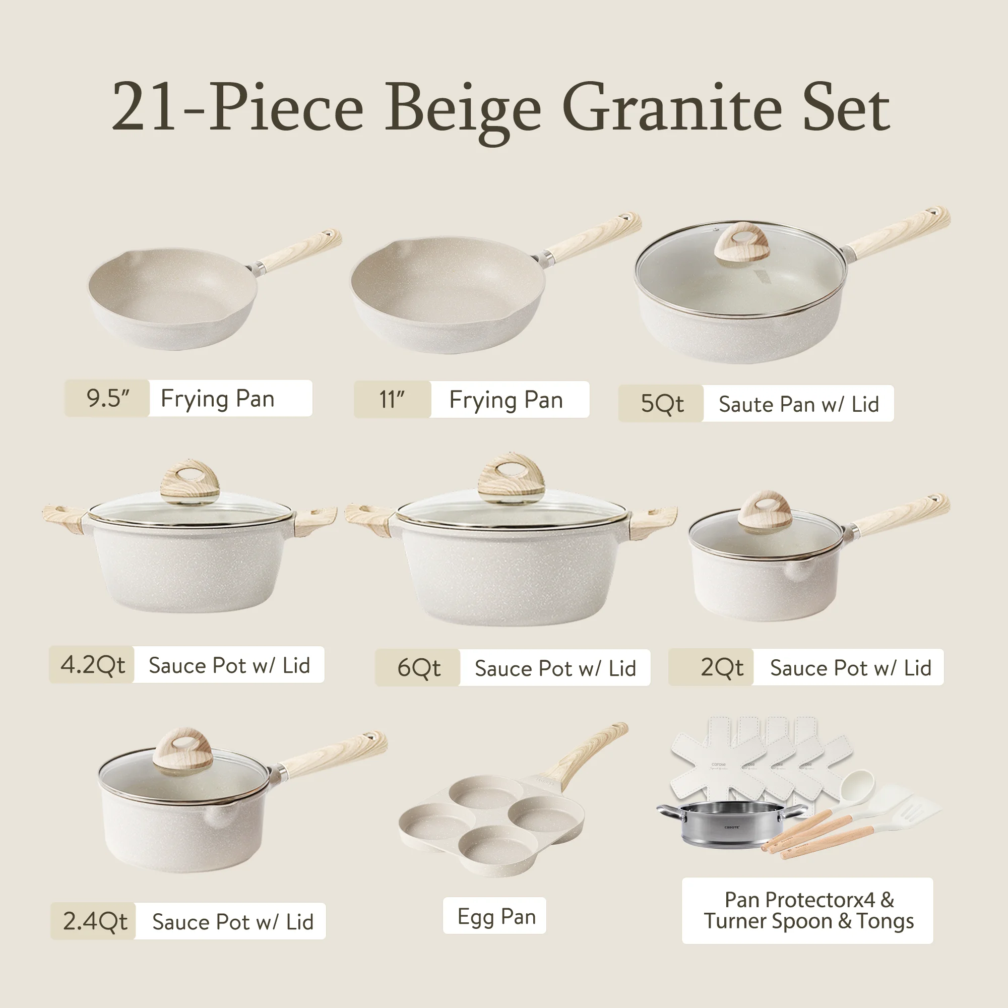 Carote 21-Piece Induction Nonstick Granite Cookware Set - John Pierce Auto Care