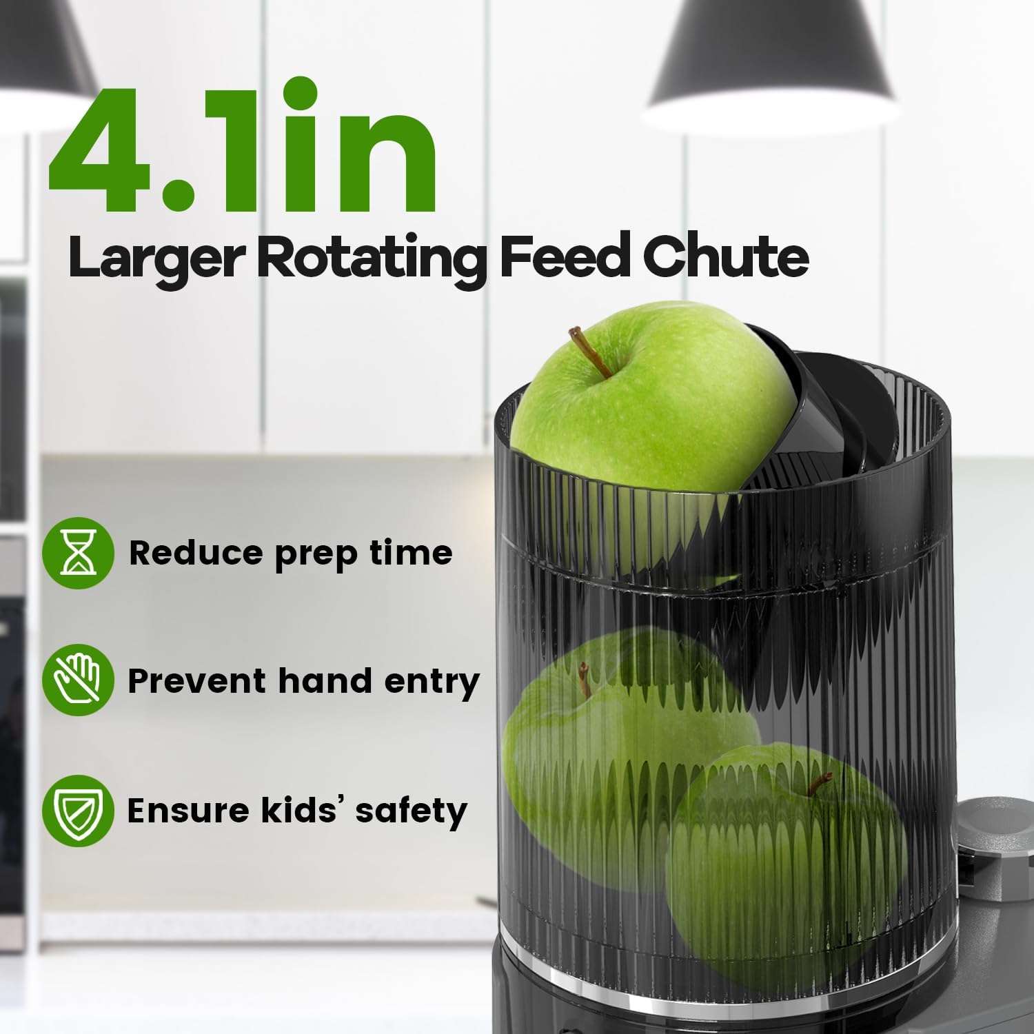 Chewable juicer, main cold juicer with 4.1 inch (104 mm) extra large rotary feed tank - John Pierce Auto Care