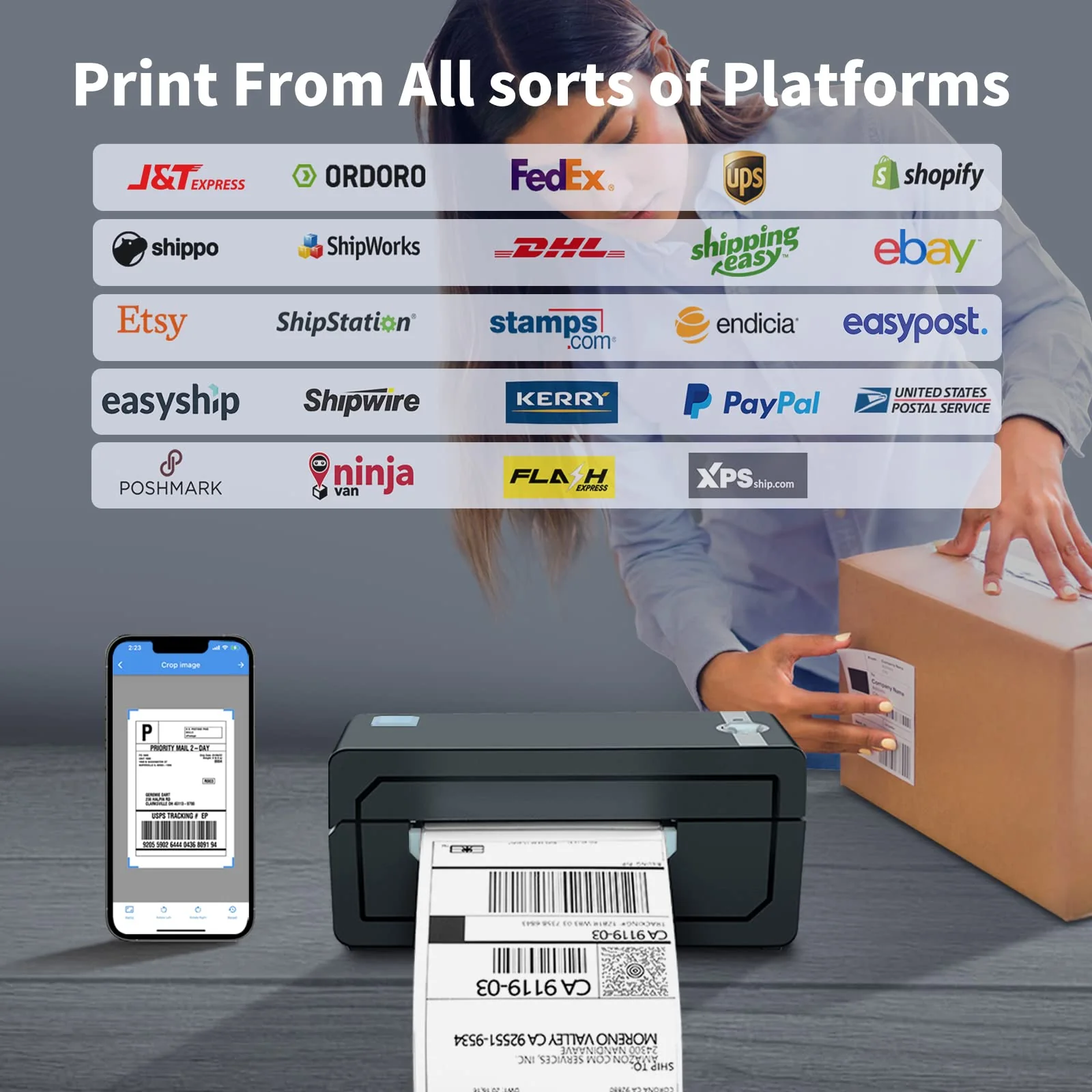 JADENS Bluetooth Thermal Shipping Label Printer - John Pierce Auto Care