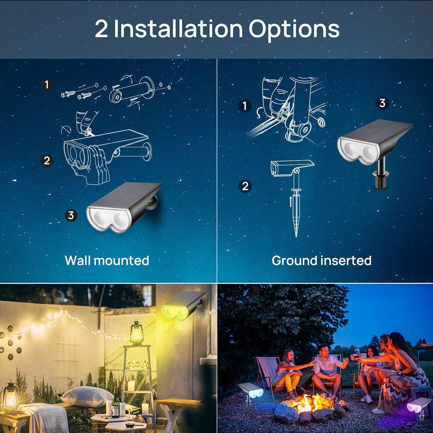 StarRay Solar Spot Lights Outdoor Color Changing, IP67 Solar Lights Outdoor Waterproof, Halloween Decorations 16 LEDs Multicolor Solar Landscape Spotlights for Pathway, Patio, Fence, 4 Pack - John Pierce Auto Care
